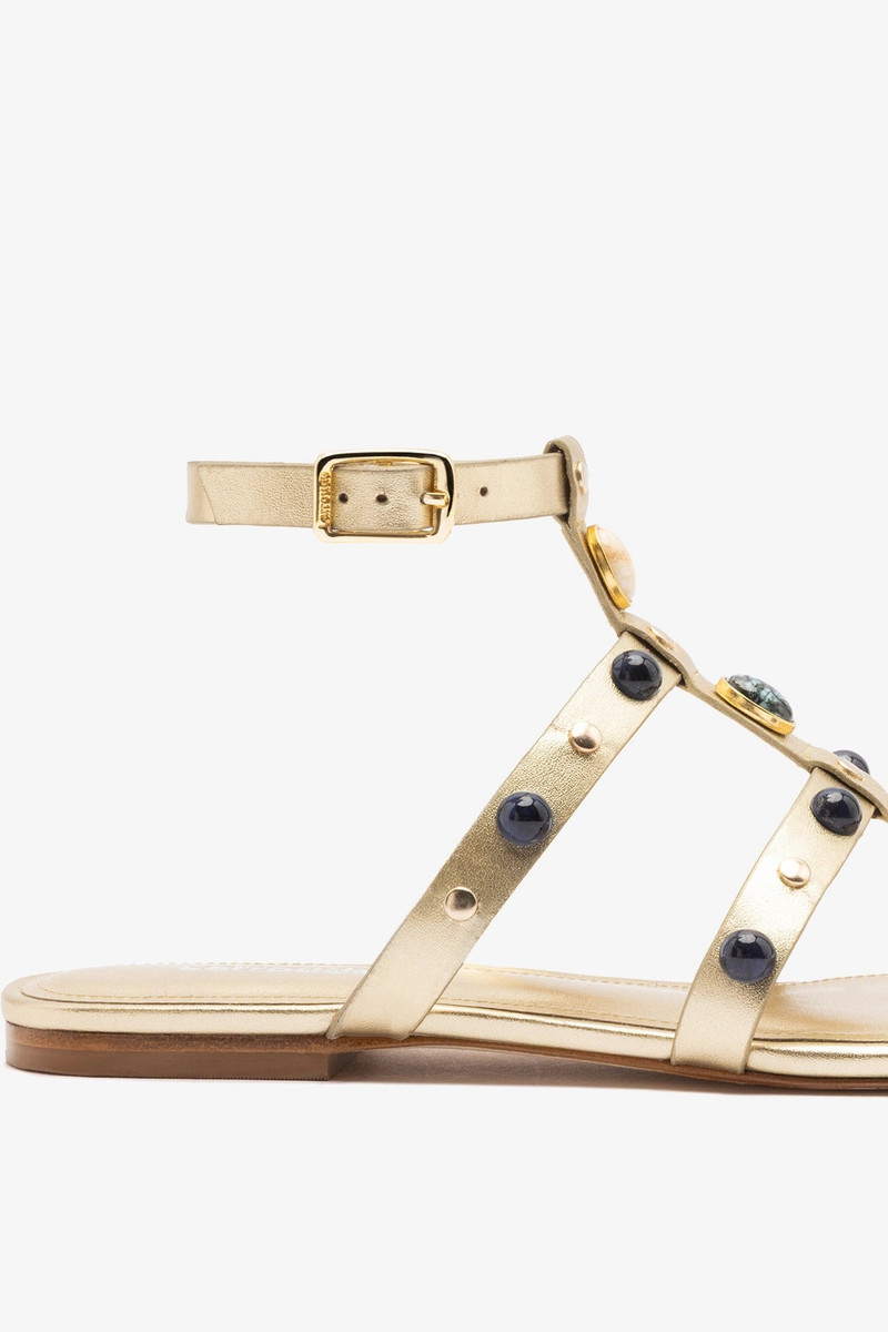 Amalfi Flat Sandal Platina Leather 4