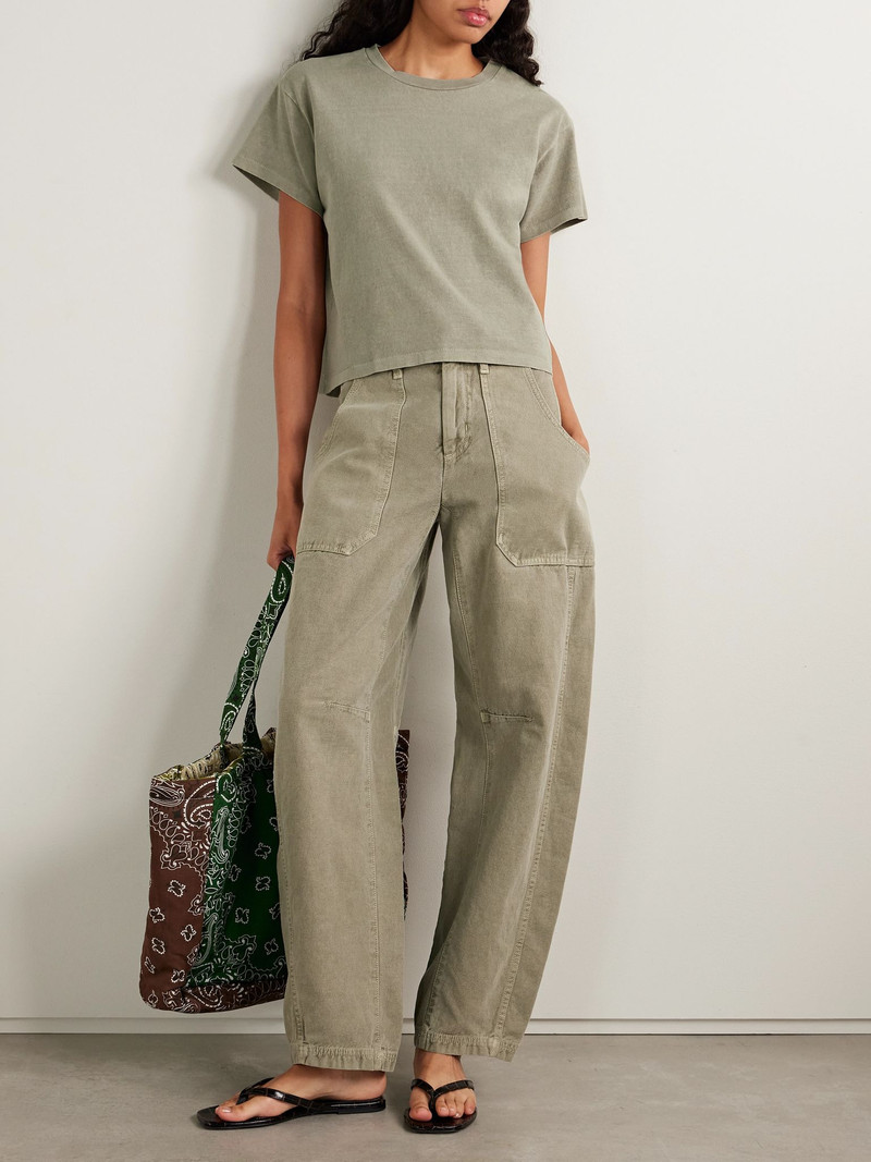 SLVRLAKE Square cotton-jersey T-shirt Gray green outlook