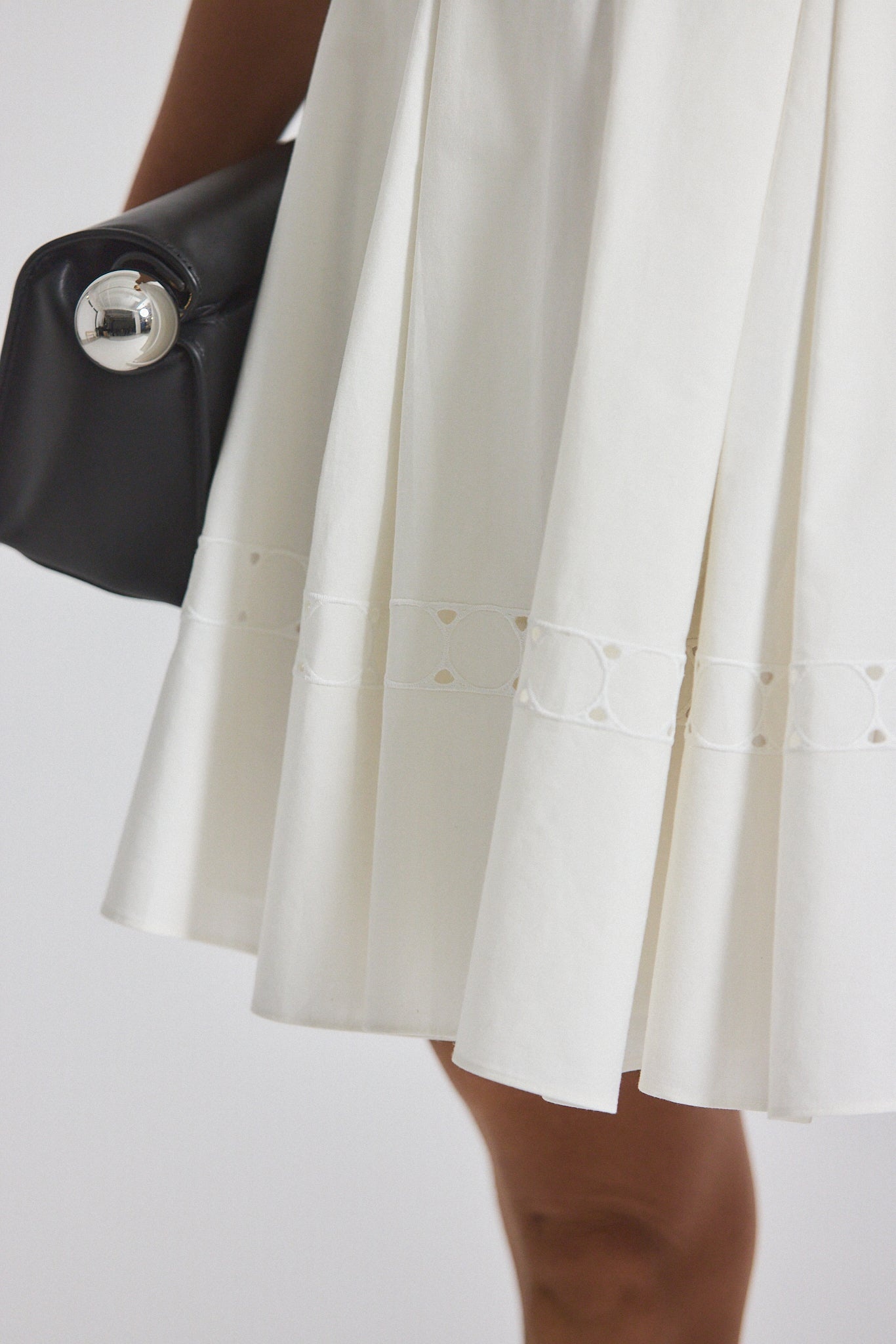 ETON EMBROIDERED POPLIN EYELET SPAGHETTI STRAP PLEATED MINI DRESS - 2