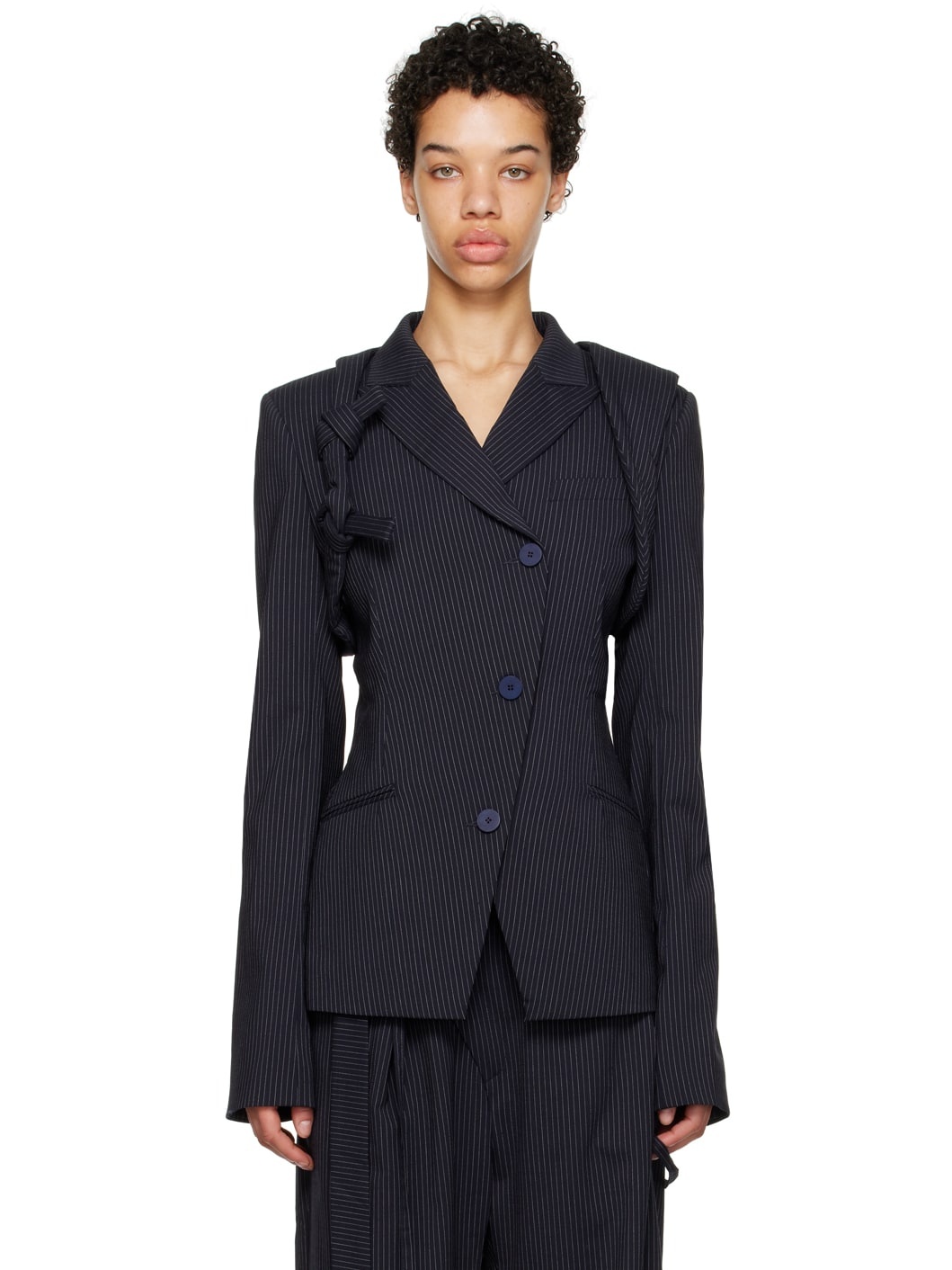 SSENSE Work Capsule – Navy Otto Fitted Harness Blazer - 1