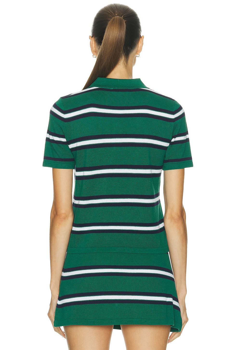 Serif Logo Silk Pique Cropped Polo Top - 3
