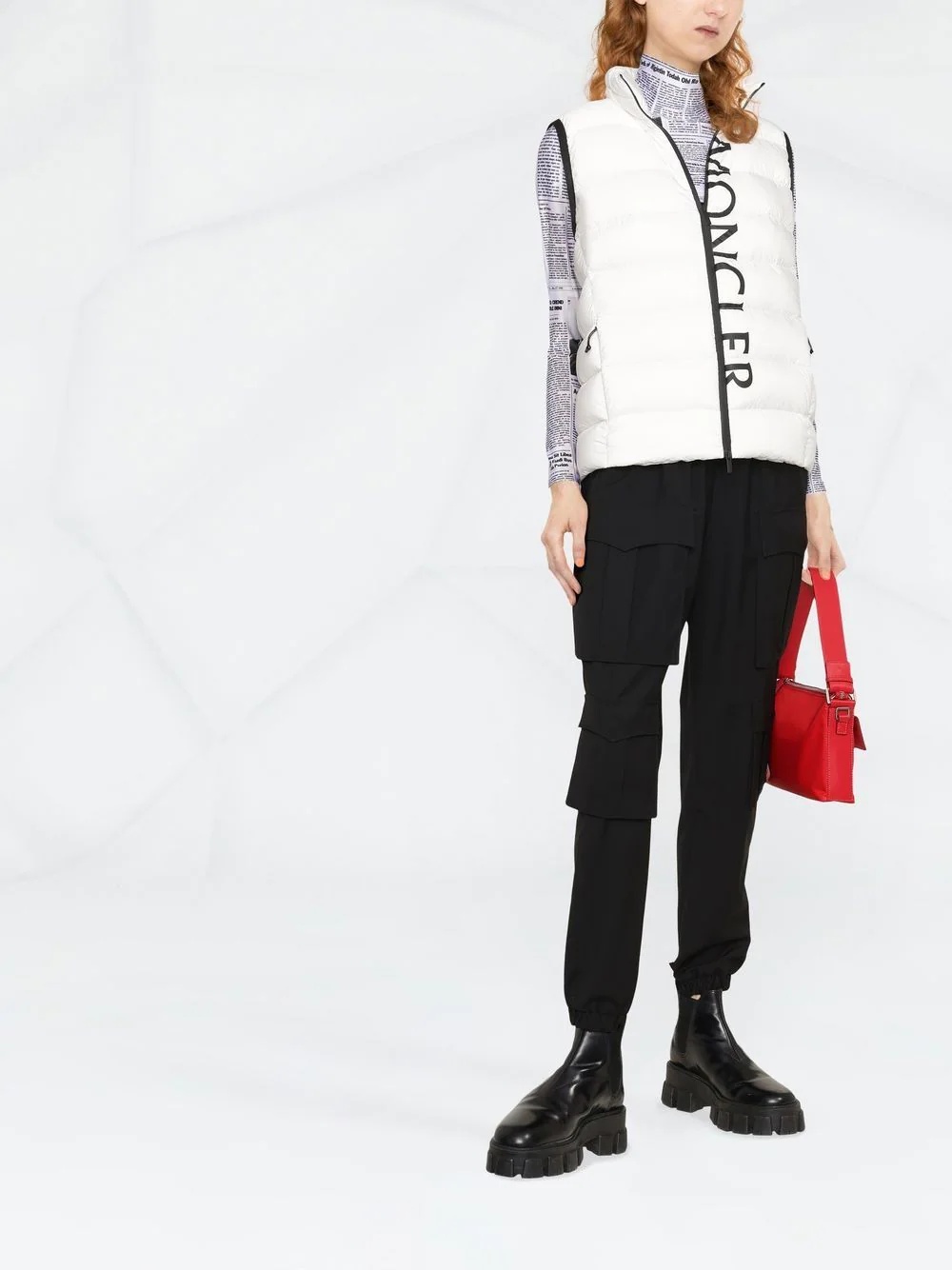 logo-print padded gilet - 2