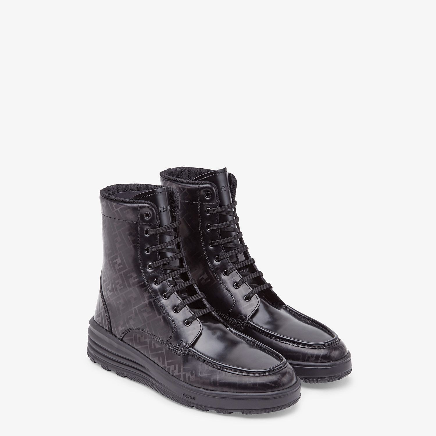 Black leather combat boots - 4