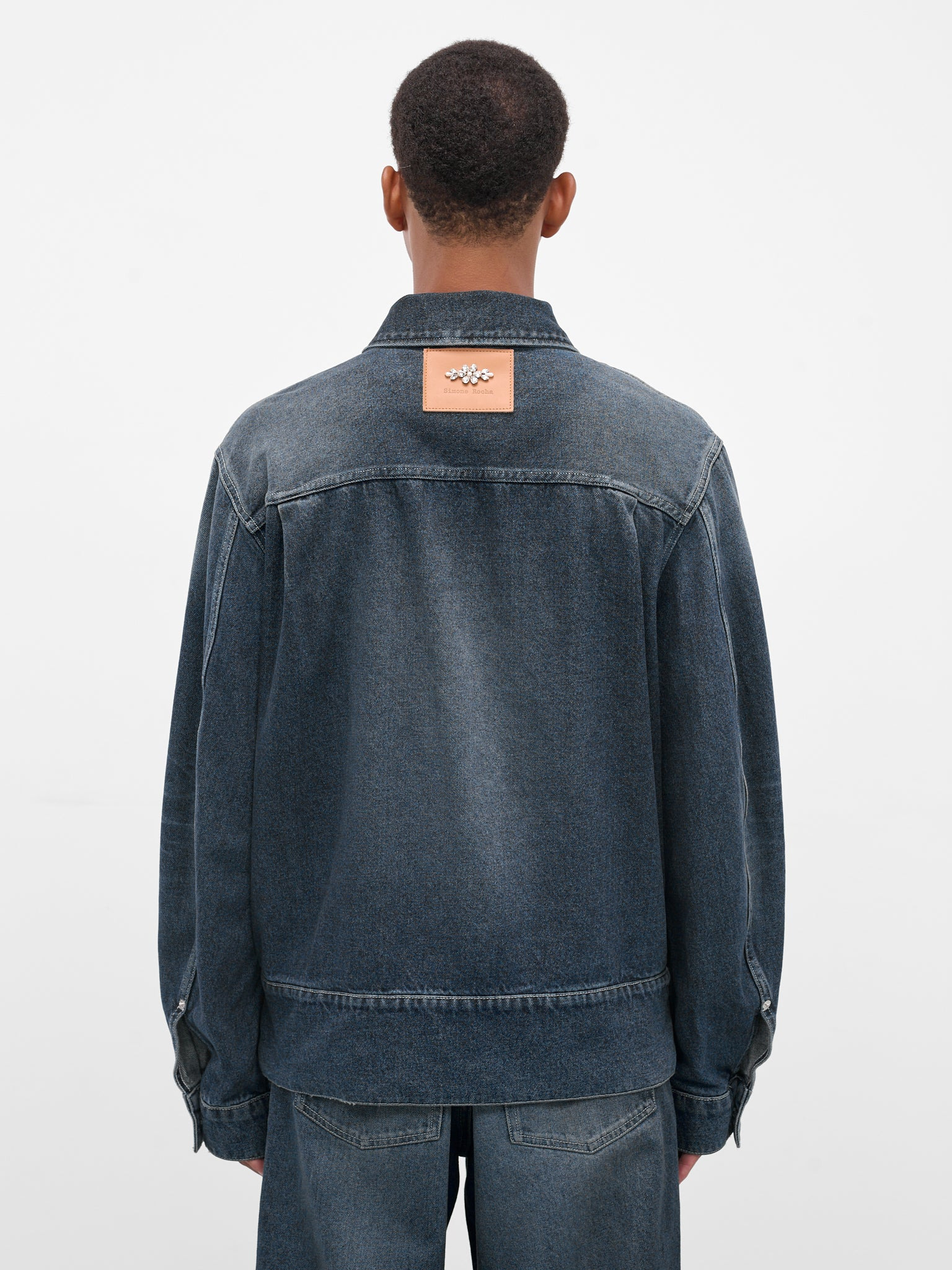 Blue Embroidered Belted Denim Jacket - 3