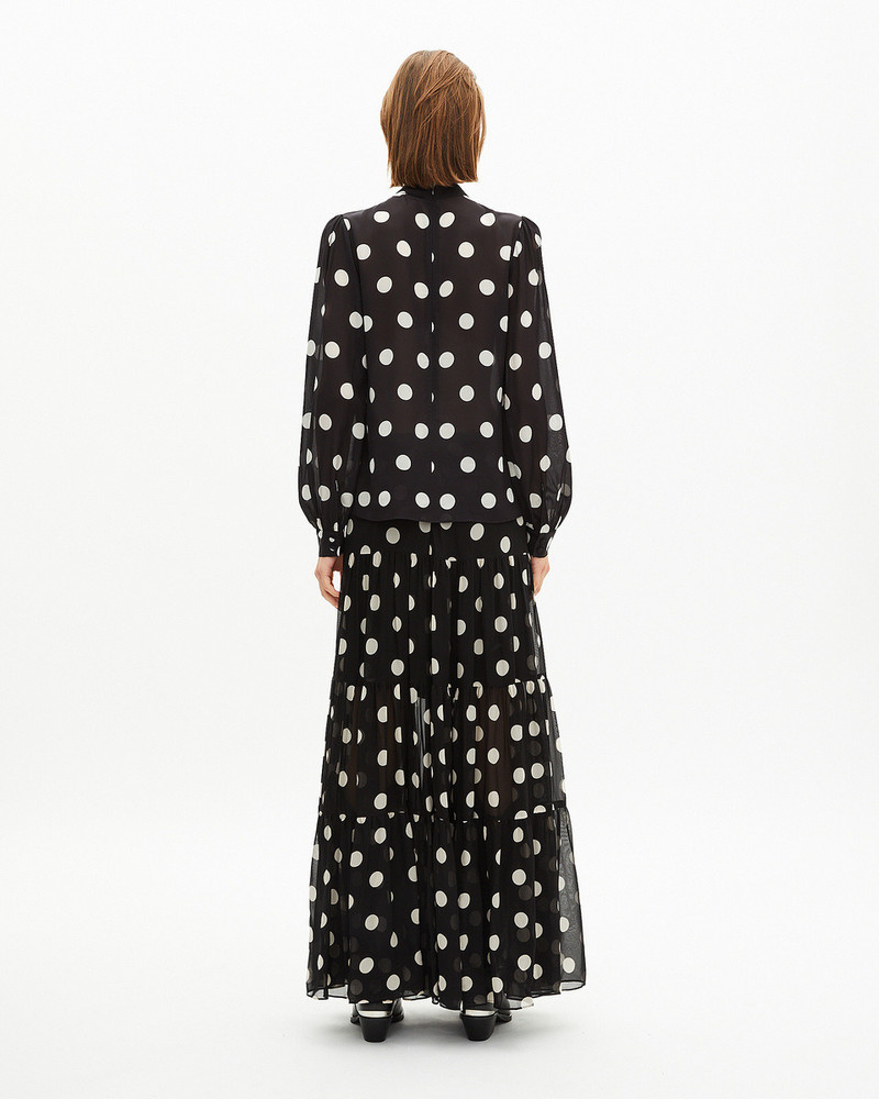 BLACK SILK BLEND POLKA DOT PRINT TOP 4