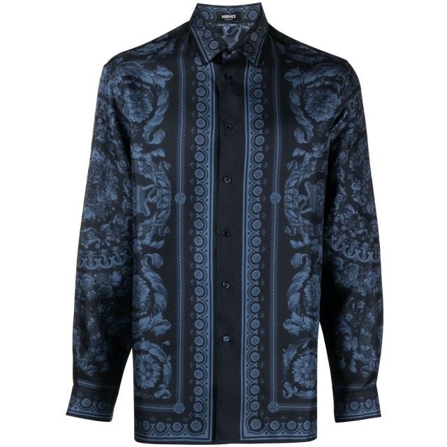 Barroco-print silk shirt - 1