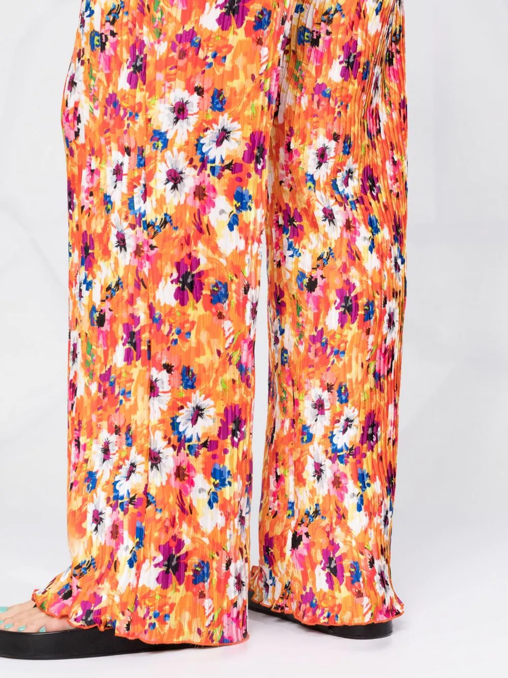 pleated floral-print trousers - 3