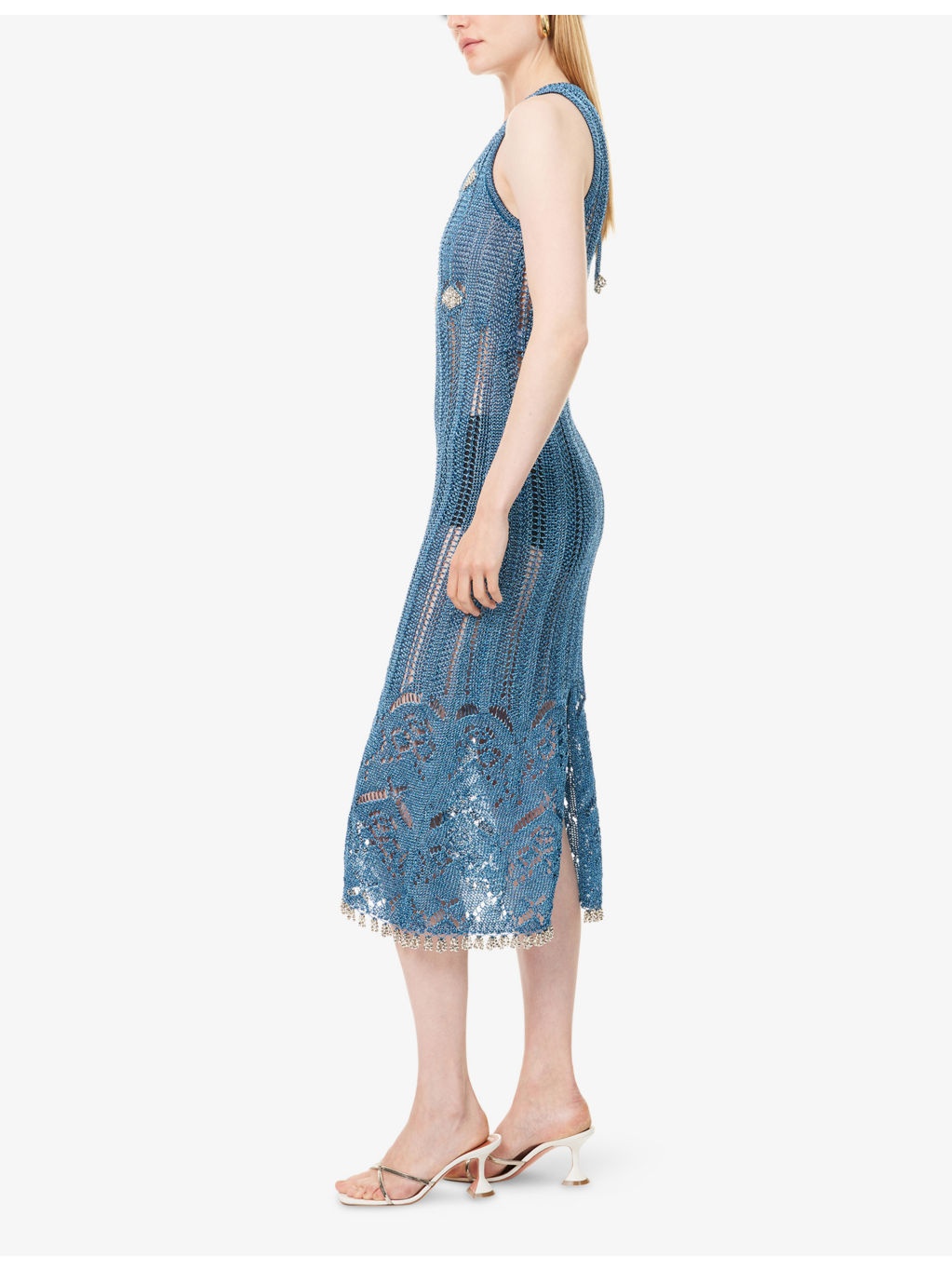 Embellished Sleeveless Knitted Midi Dress - 3