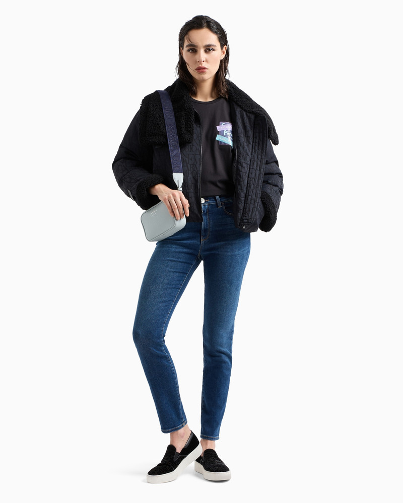 EMPORIO ARMANI ASV J20 high-waisted super-skinny leg jeans in a worn-look organic stretch denim outlook