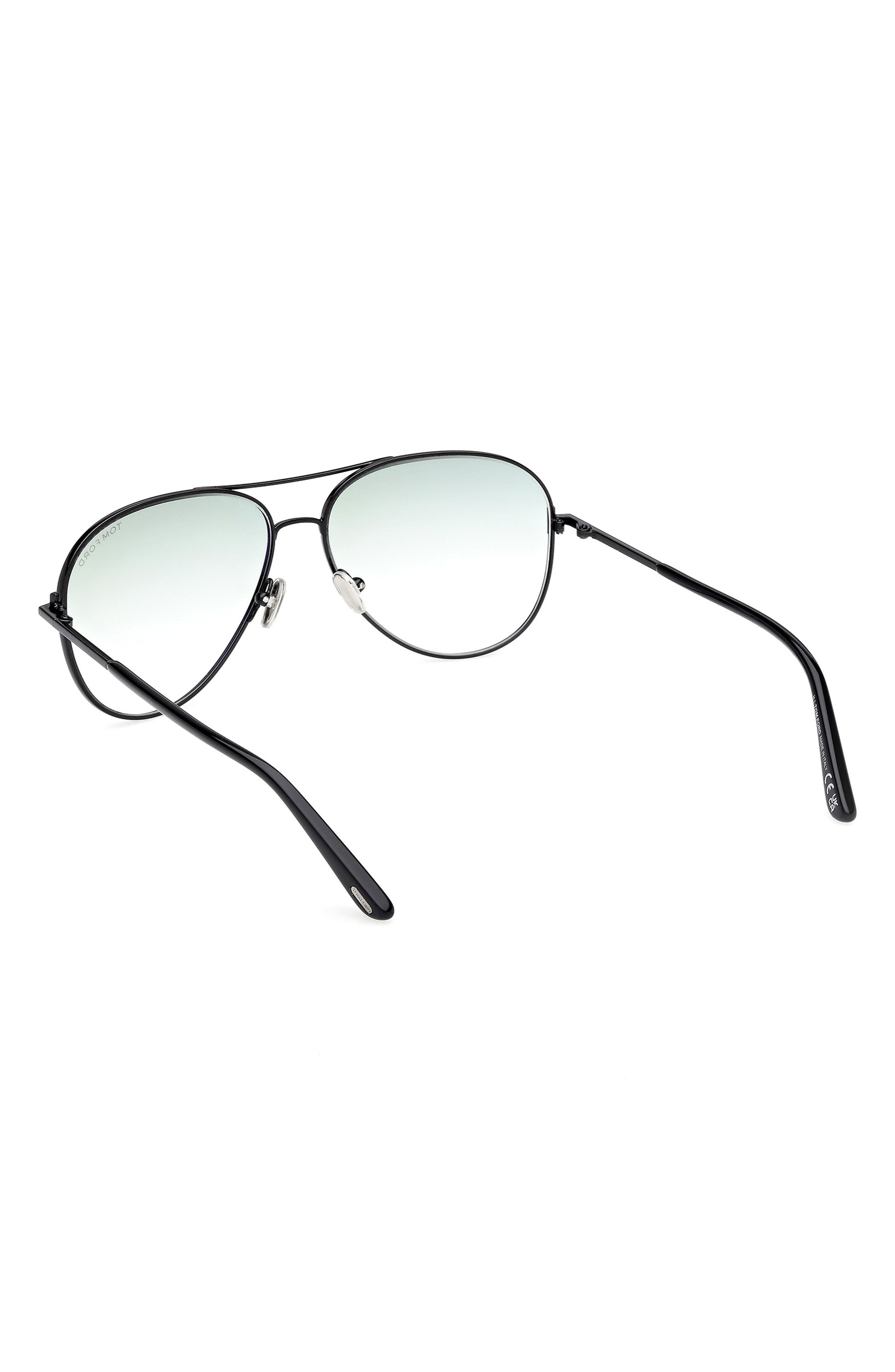 TOM FORD Clark 59mm Gradient Pilot Sunglasses in Shiny Black /Gradient Green at Nordstrom - 7