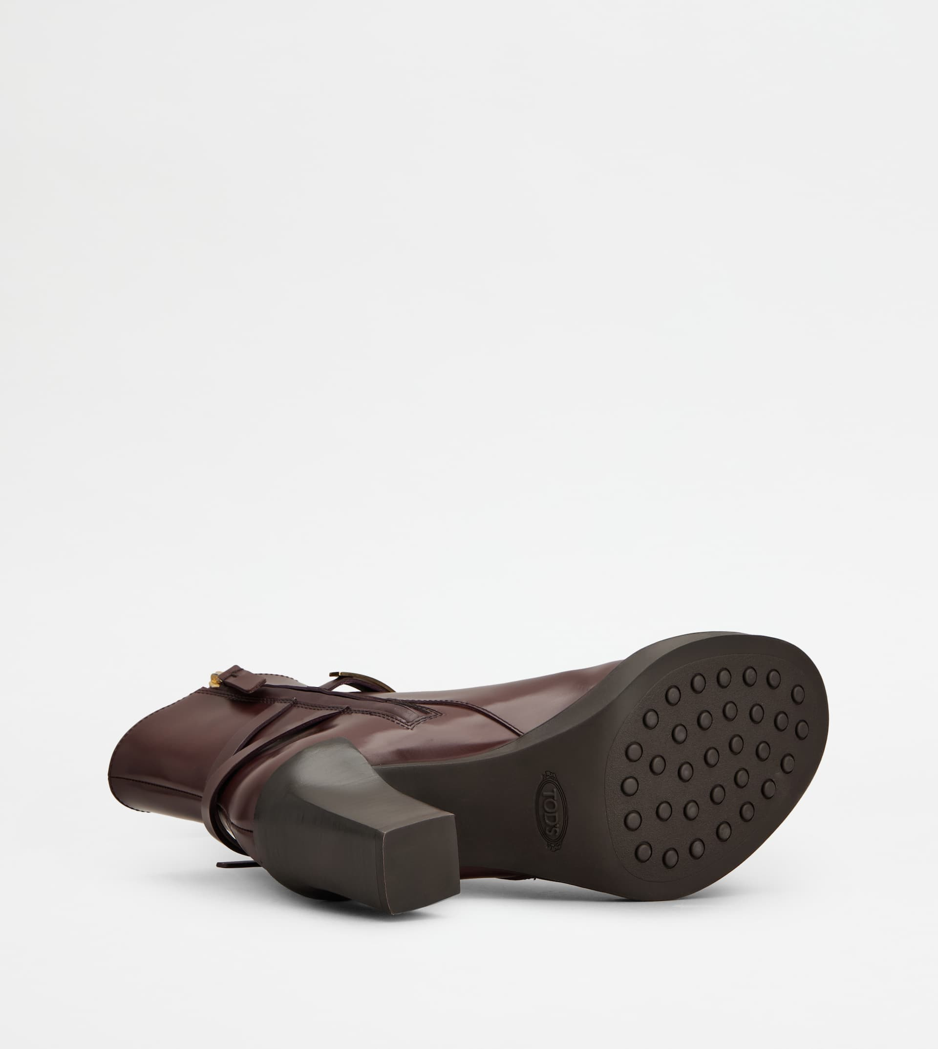 ANKLE BOOTS IN LEATHER - BURGUNDY - 4