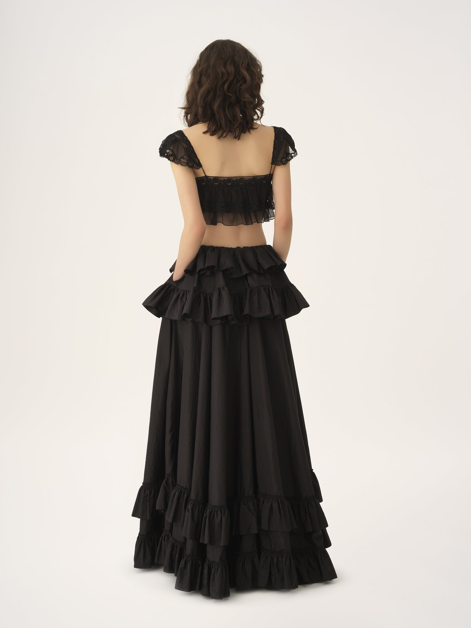 TIERED MAXI SKIRT IN WASHED SILK TAFFETA - 6