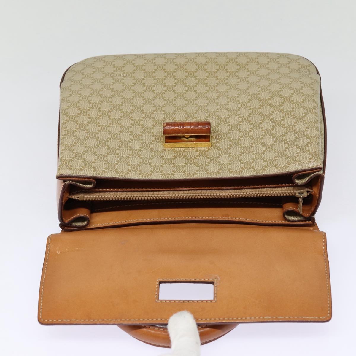 CELINE Macadam Canvas Hand Bag Beige Gold - 15