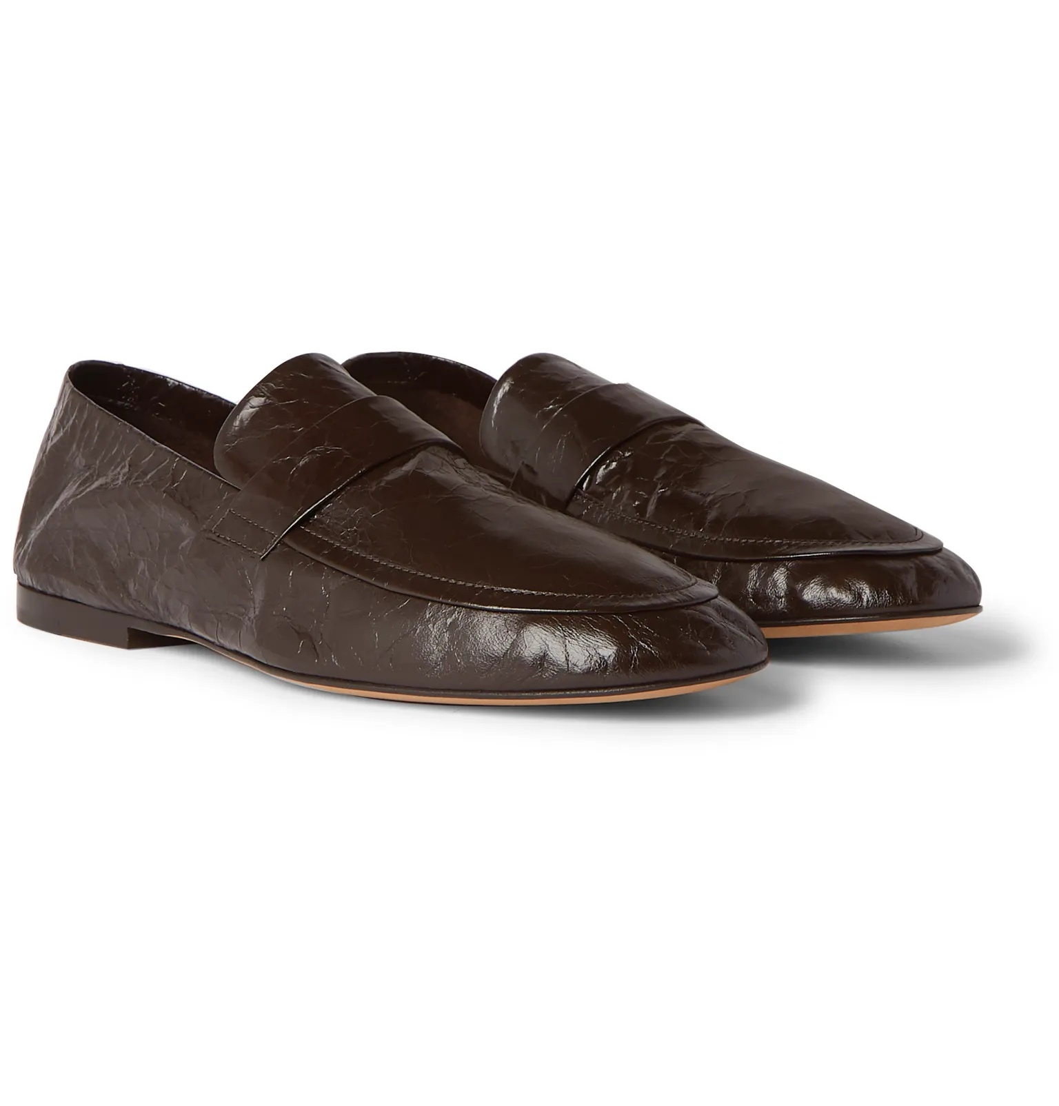 Crinkled-Leather Loafers - 2