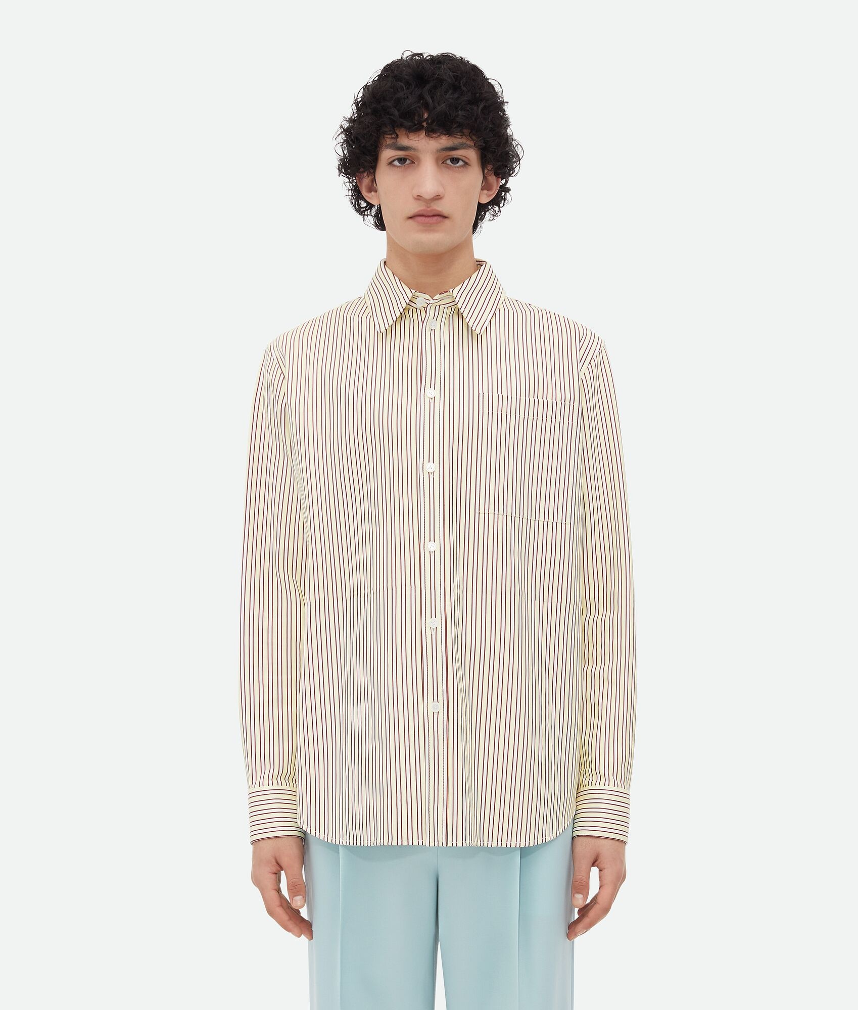 Printed Leather Striped Shirt - 1