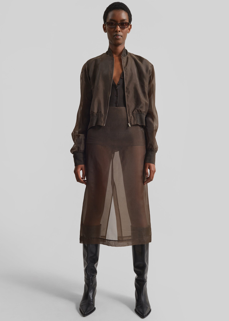Peri Sheer Midi Skirt - Brown 6