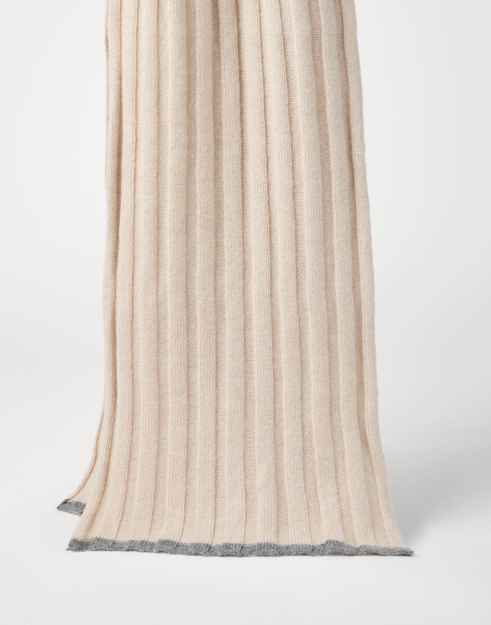 Cashmere rib knit scarf - 1