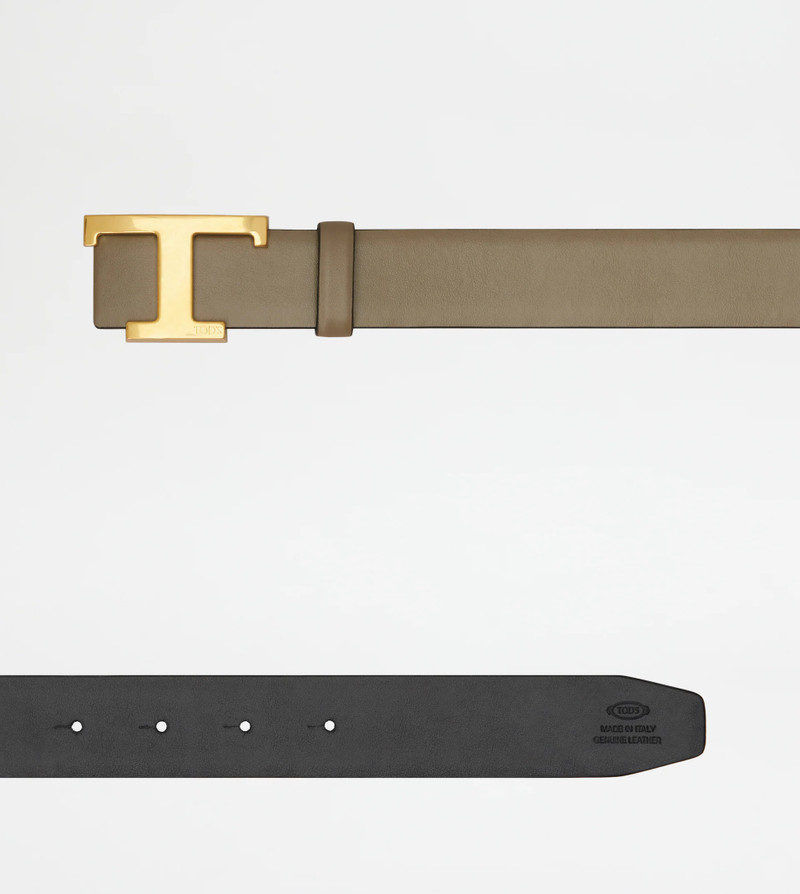 T TIMELESS REVERSIBLE BELT IN LEATHER - GREY, BLACK 3