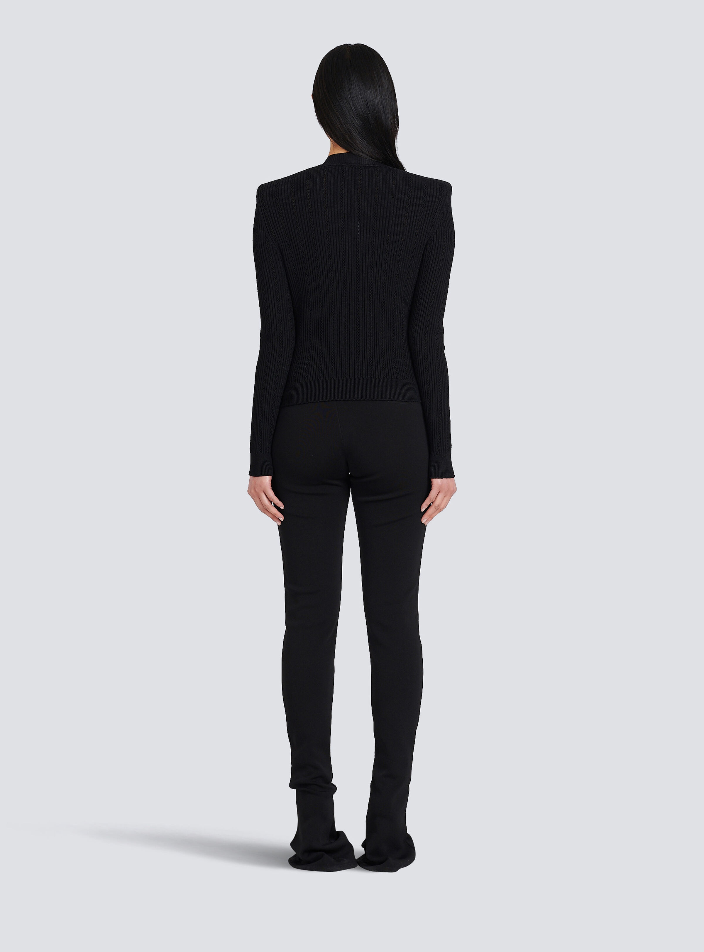 Cropped eco-designed knit cardigan with gold-tone buttons - 5