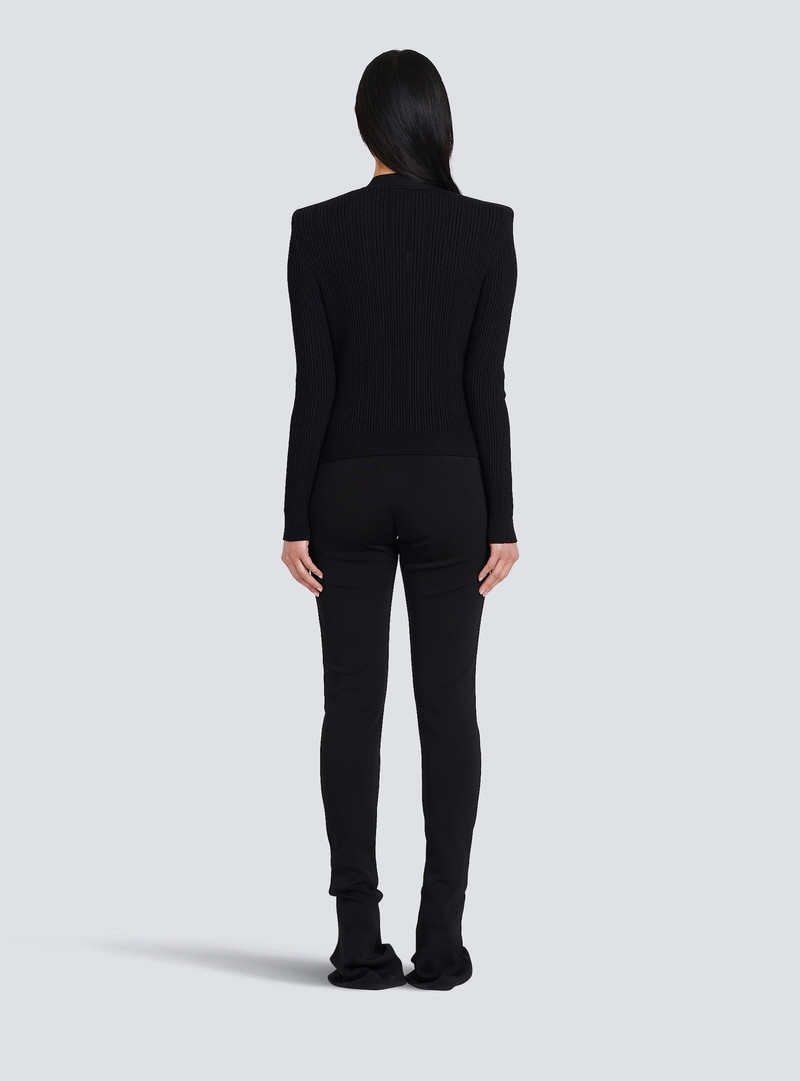 Cropped eco-designed knit cardigan with gold-tone buttons 5