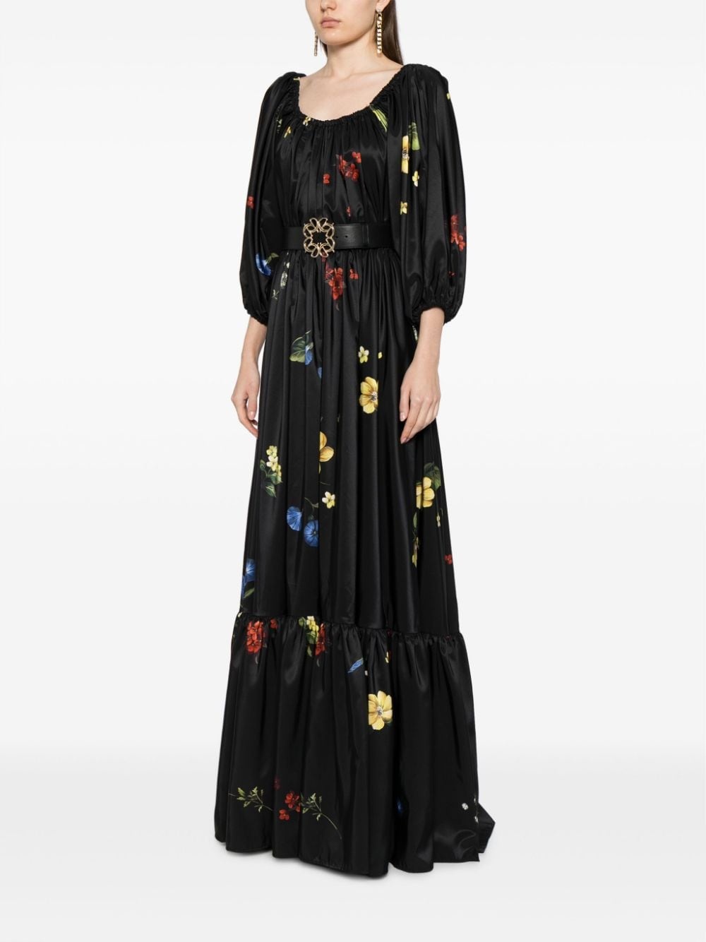 floral-print satin maxi dress - 3