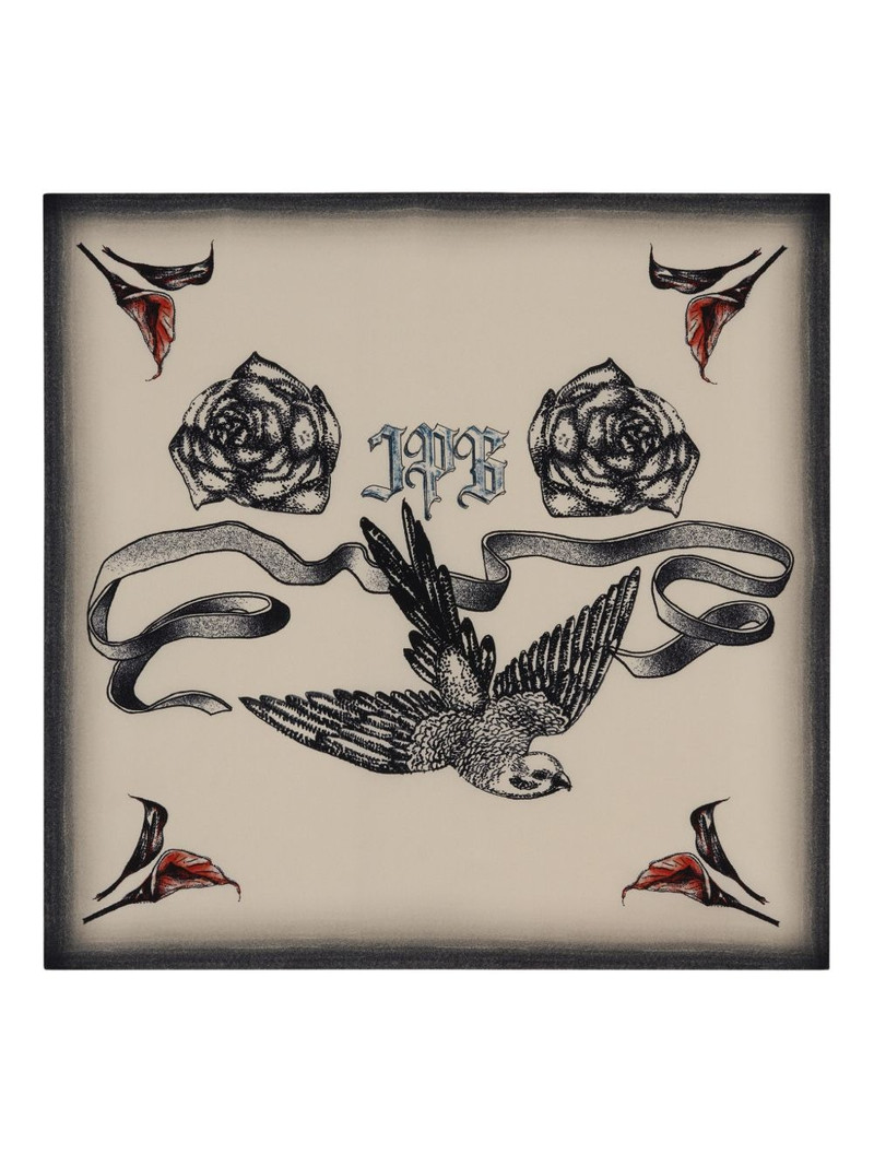 Jean Paul Gaultier bird tattoo print silk scarf outlook