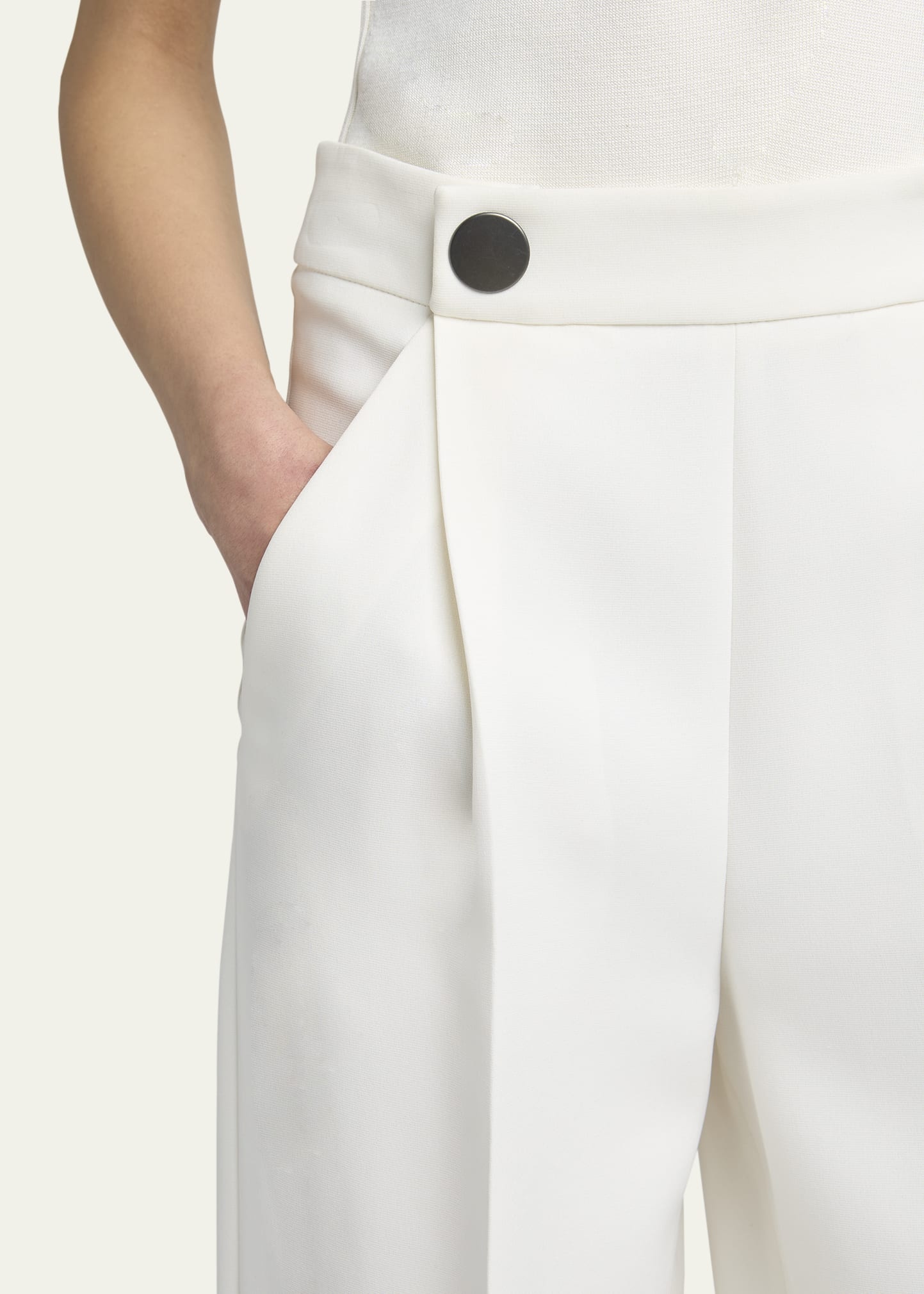 Wide Leg Silk Cady Trousers - 5