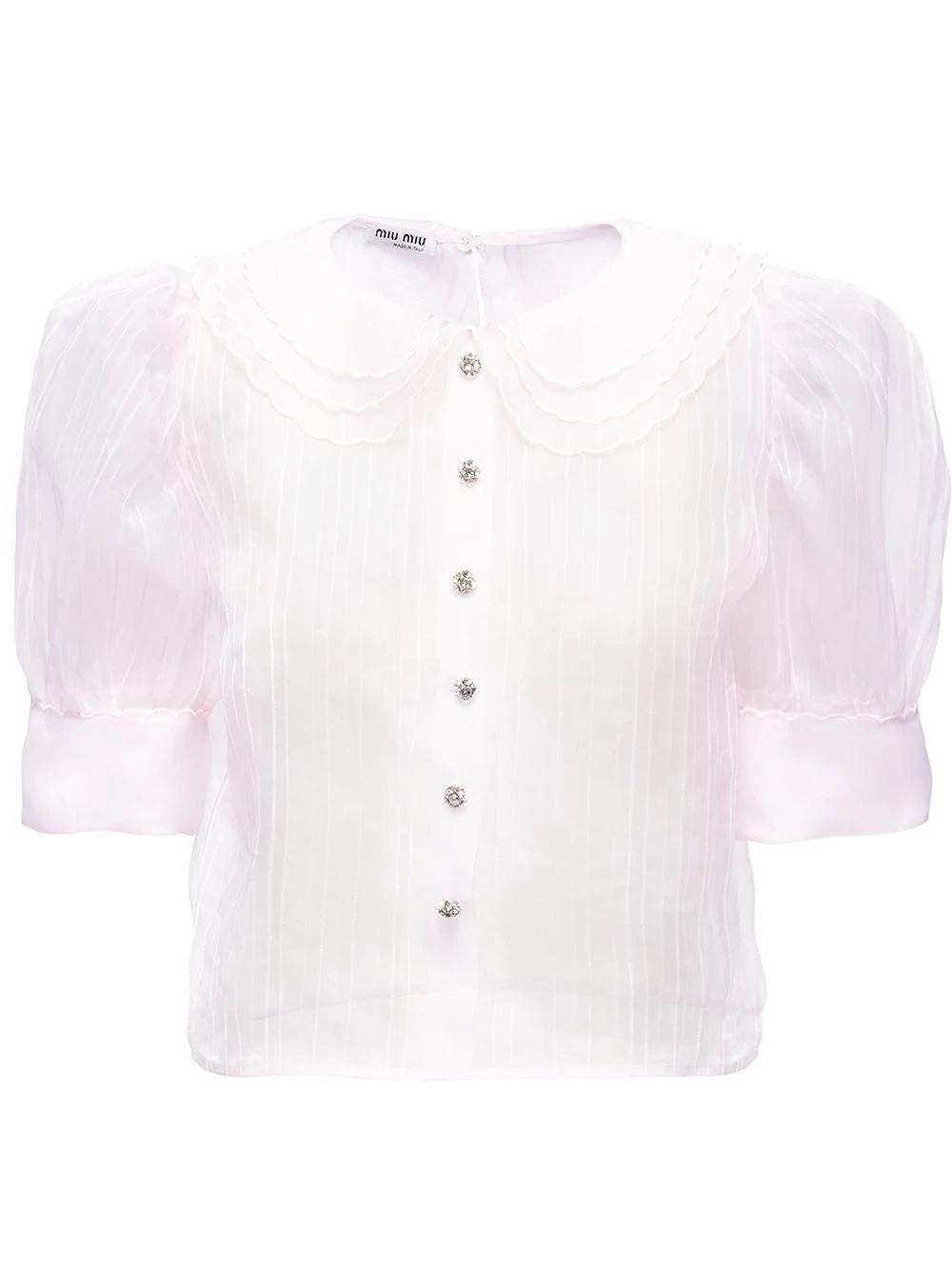 embroidered detail sheer shirt - 1