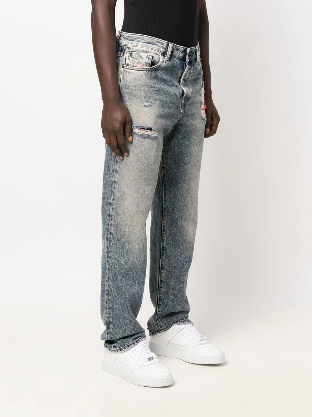 distressed-effect straight-leg jeans - 3