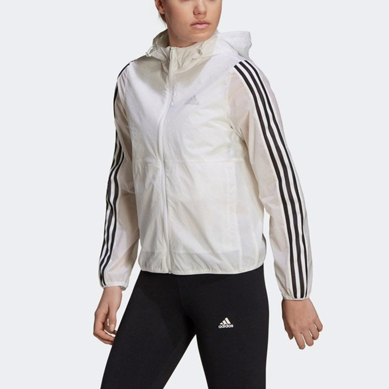 adidas (WMNS) adidas W 3s Wb Sports Training Hooded Woven Jacket White GQ0594 outlook