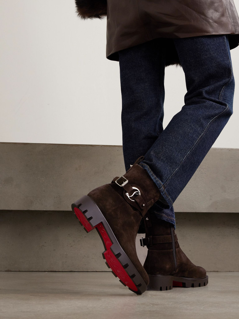 Christian Louboutin Dianouchette buckled suede ankle boots Chocolate outlook