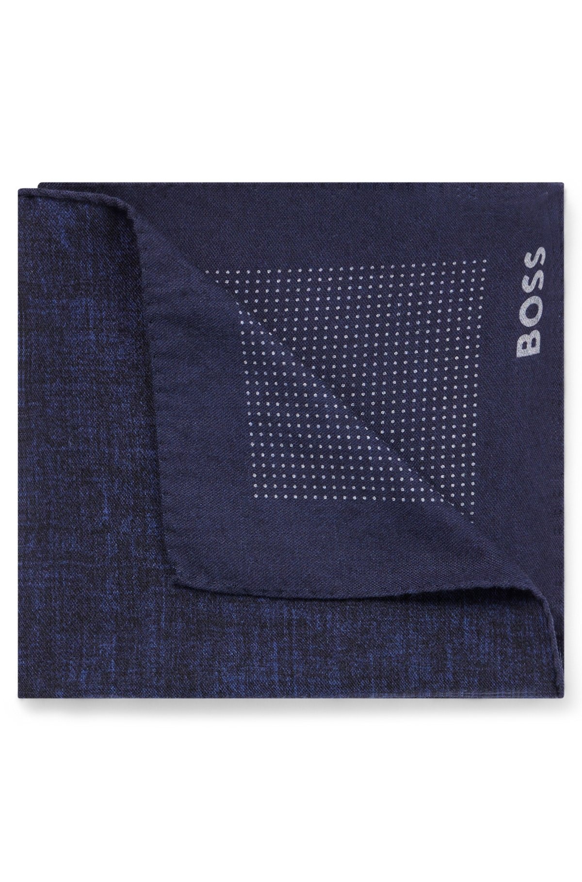 PRINTED POCKET SQUARE IN COTTON AND WOOL - 1