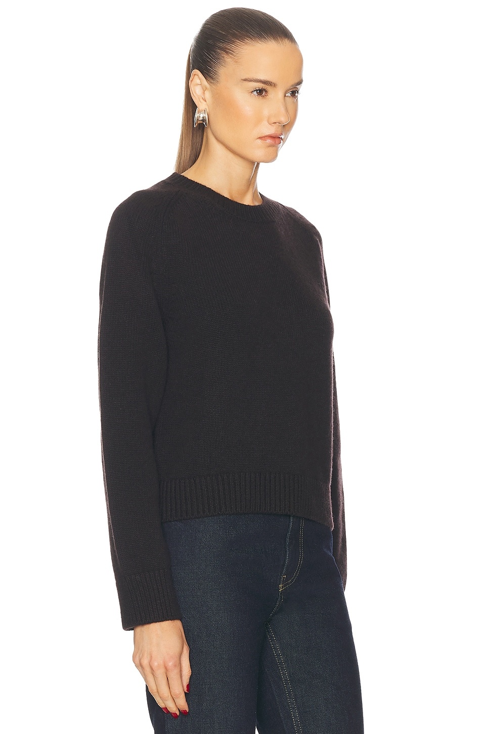 Plain Saddle Sleeve Crewneck Sweater - 2