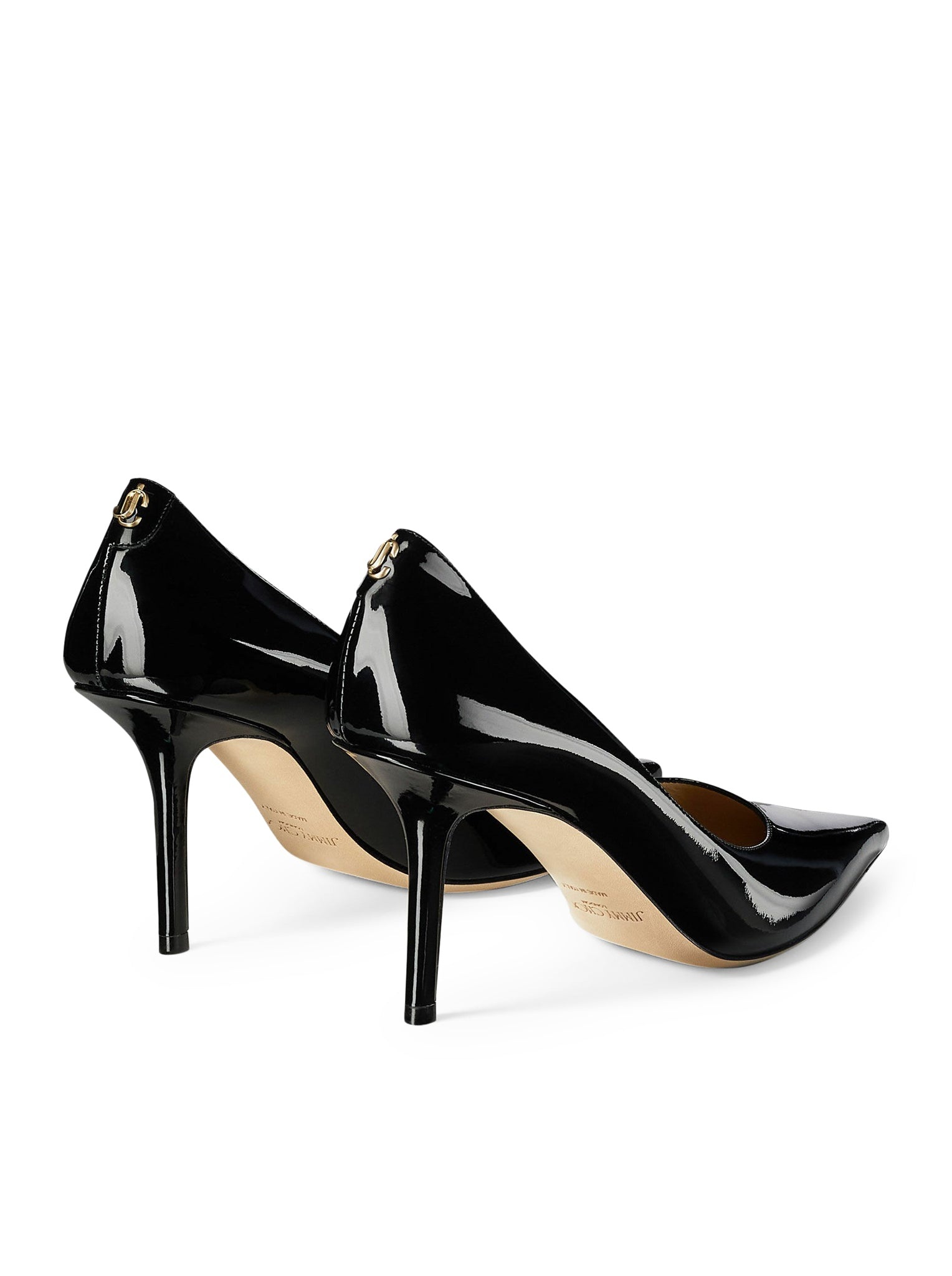 PATENT LEATHER POINTY TOE PUMPSS WITH JC EMBLEM - 3