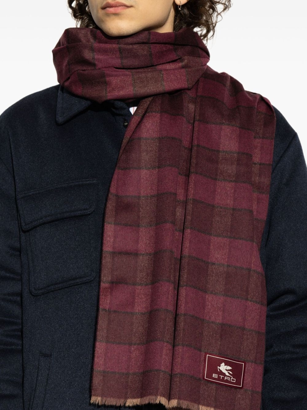 checked wool scarf - 4