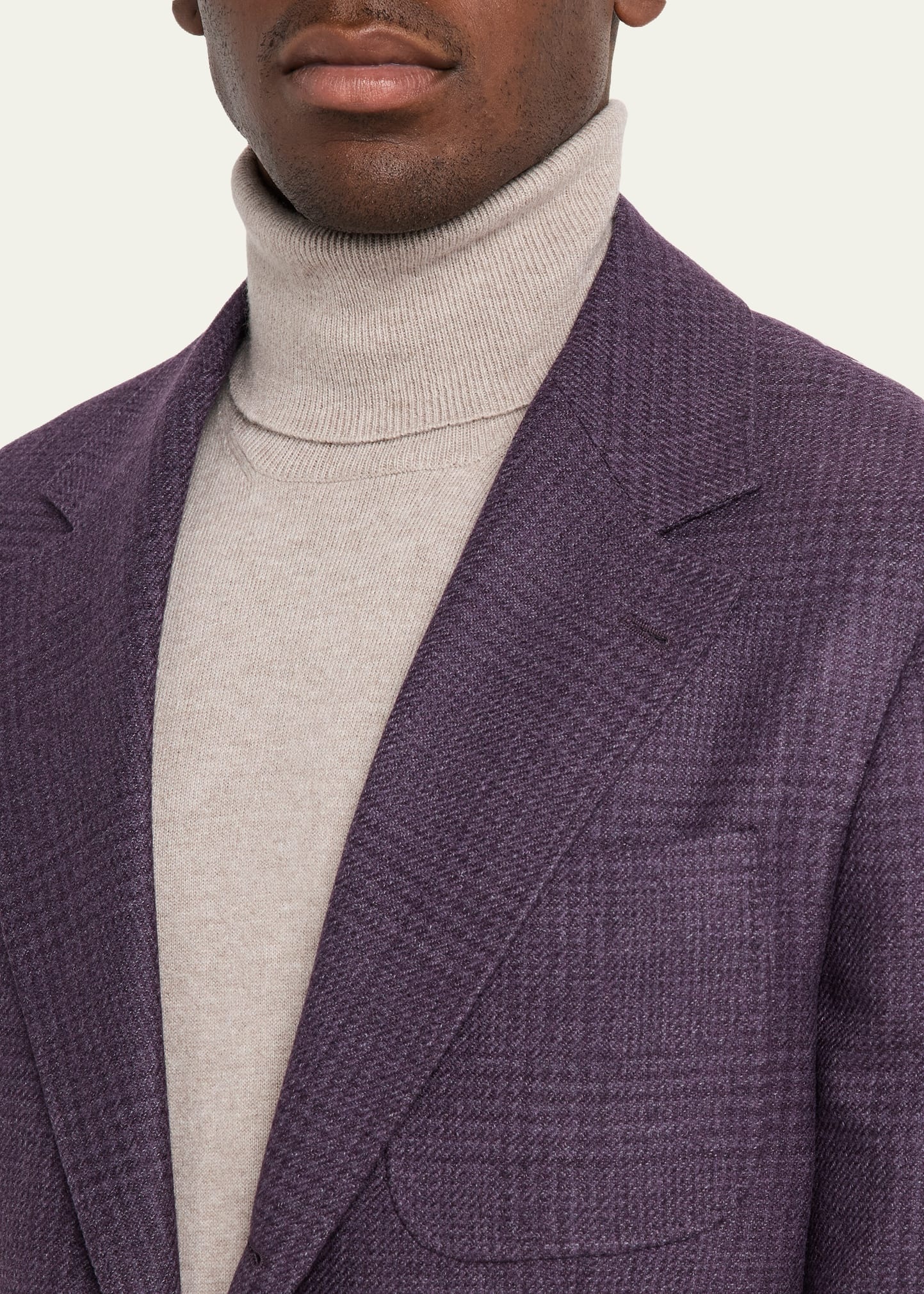 Men's Tonal Prince of Wales Patch-Pocket Sport Coat - 5