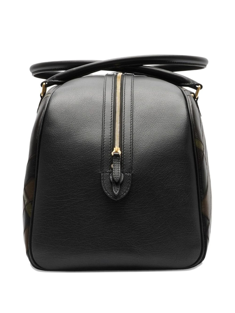 Burberry check-pattern leather holdall outlook