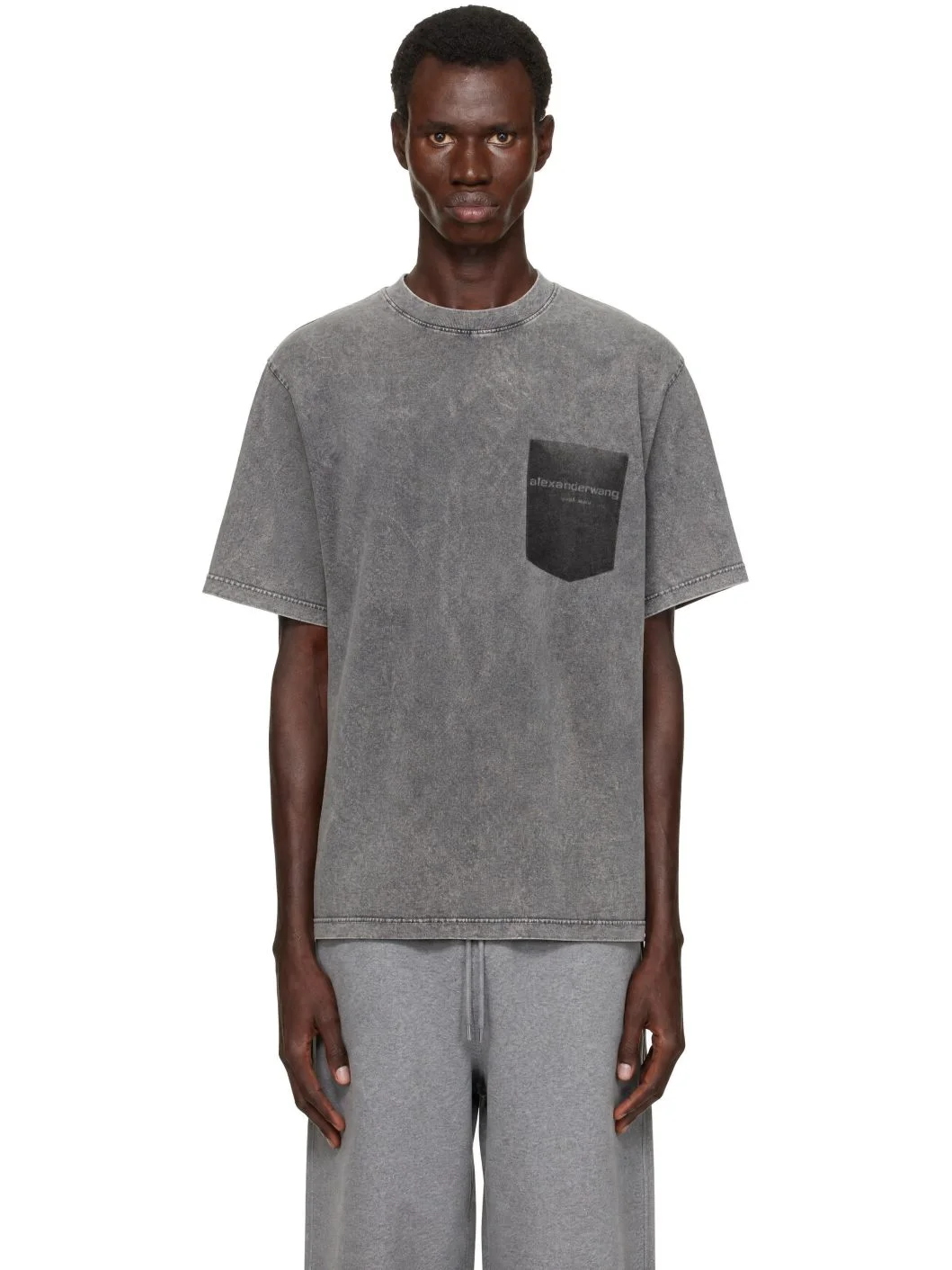 Gray Short Sleeve Shadow Pocket T-shirt - 1