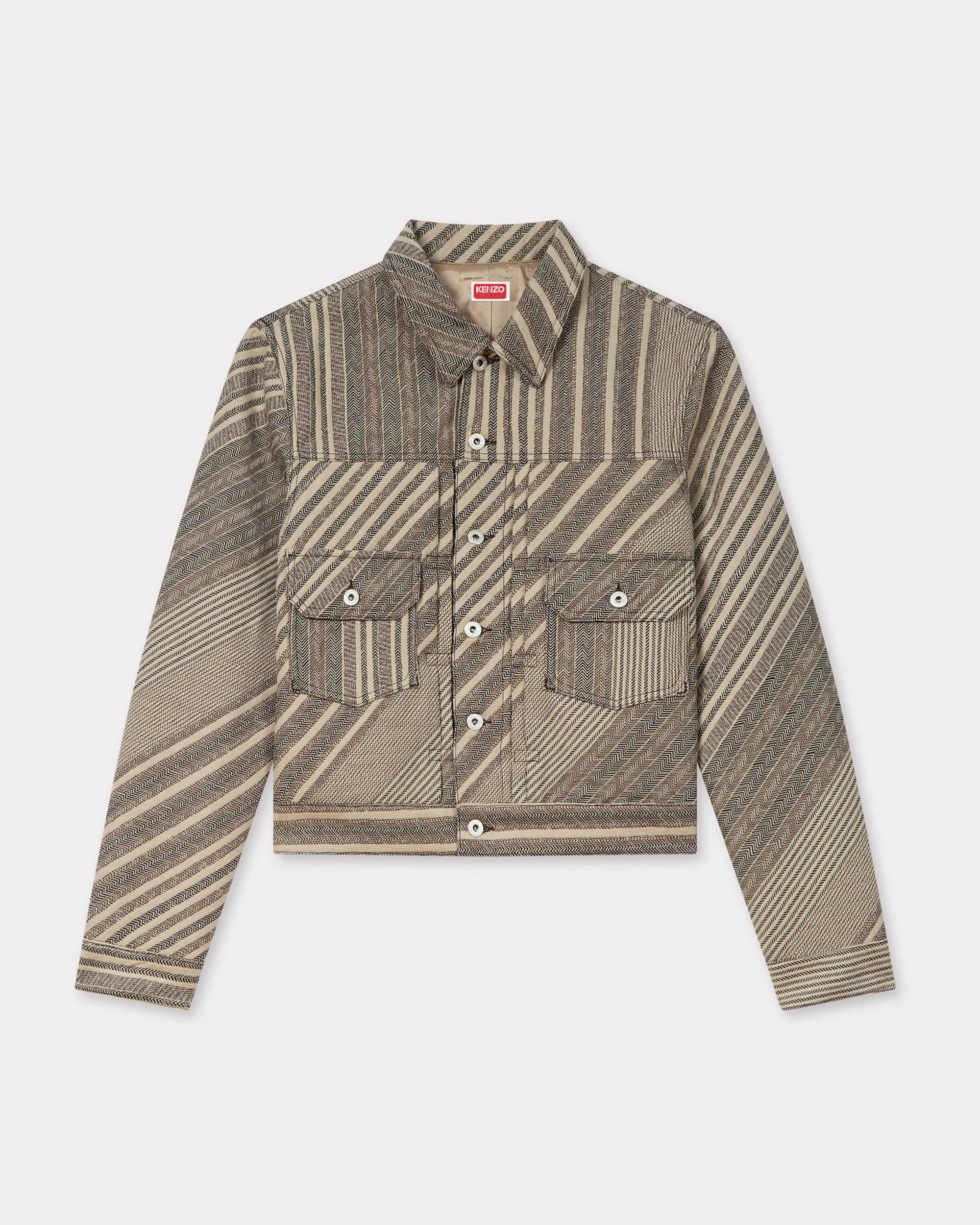 'Kenzo Diagonal Stripe' slim pleated trucker jacket - 1