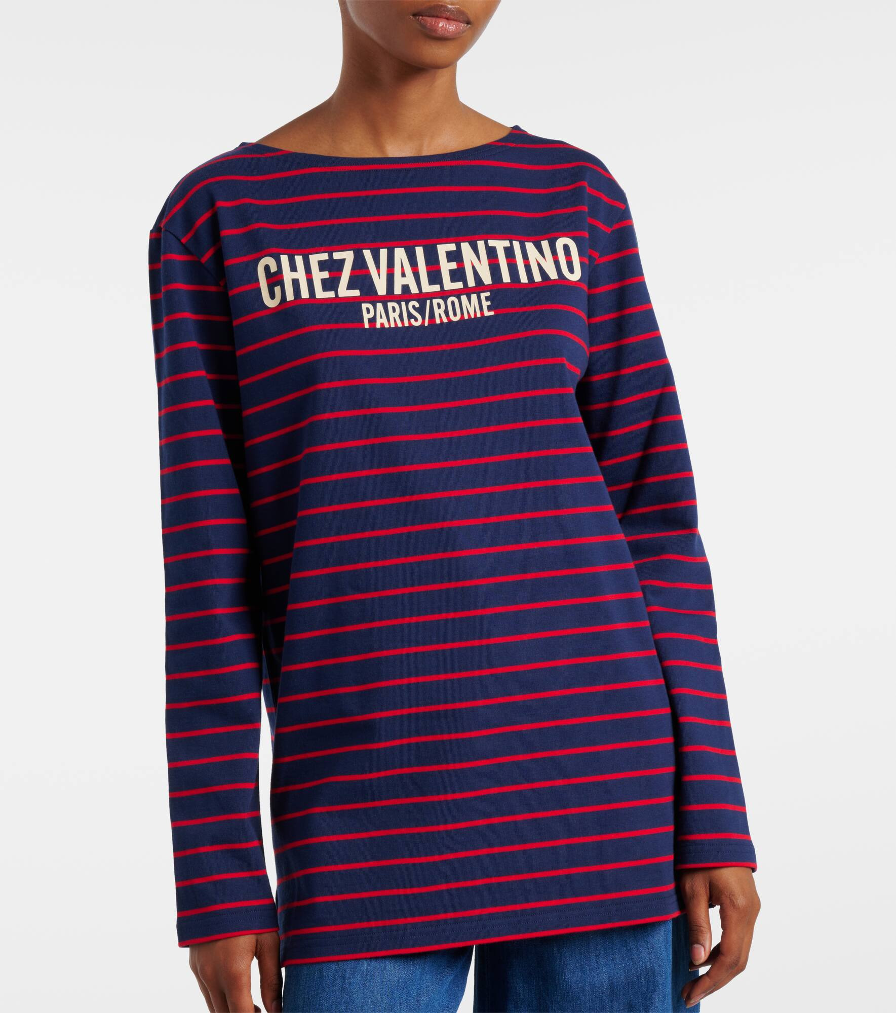 Chez Valentino striped cotton jersey top - 5