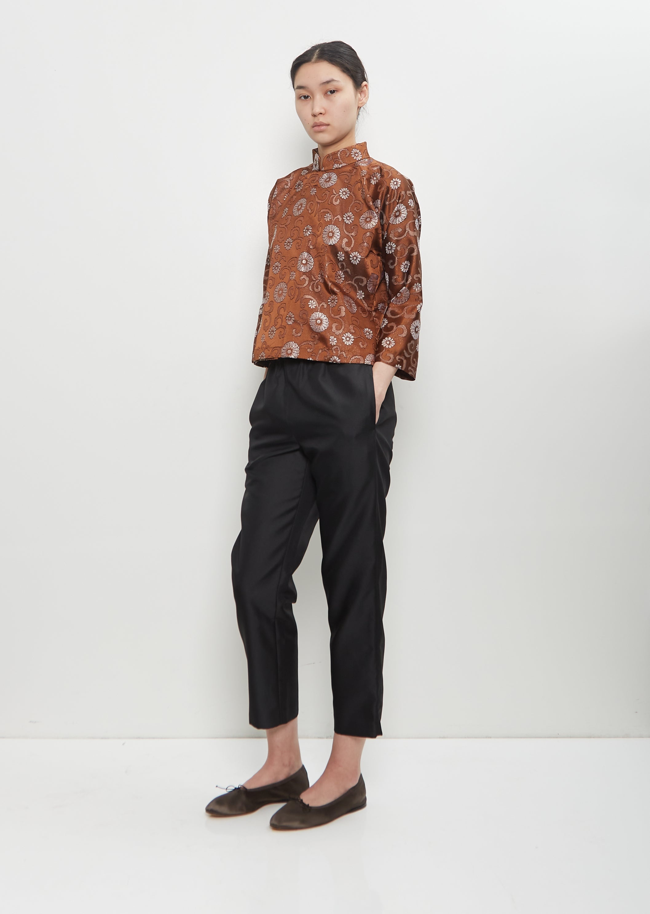 Metallic Jacquard Jacket — Brown - 4
