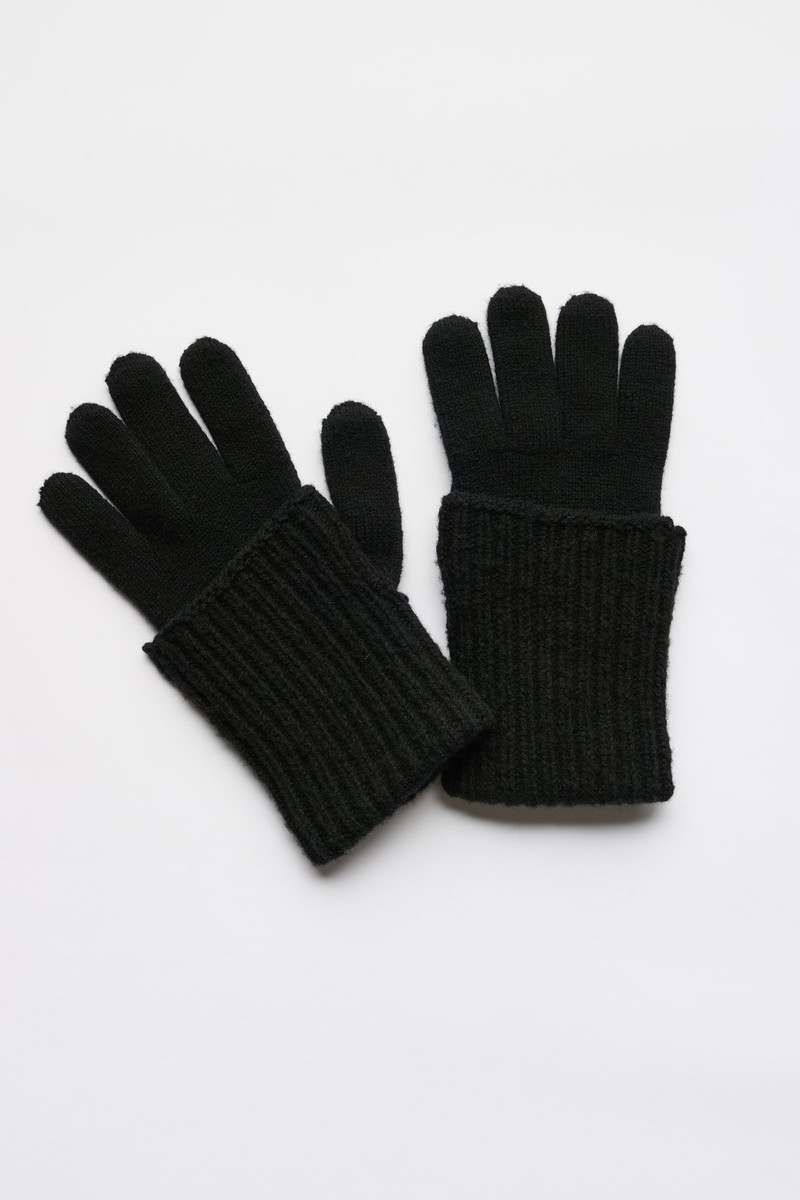 Fold Gloves Slub Twisted Black Wool 1