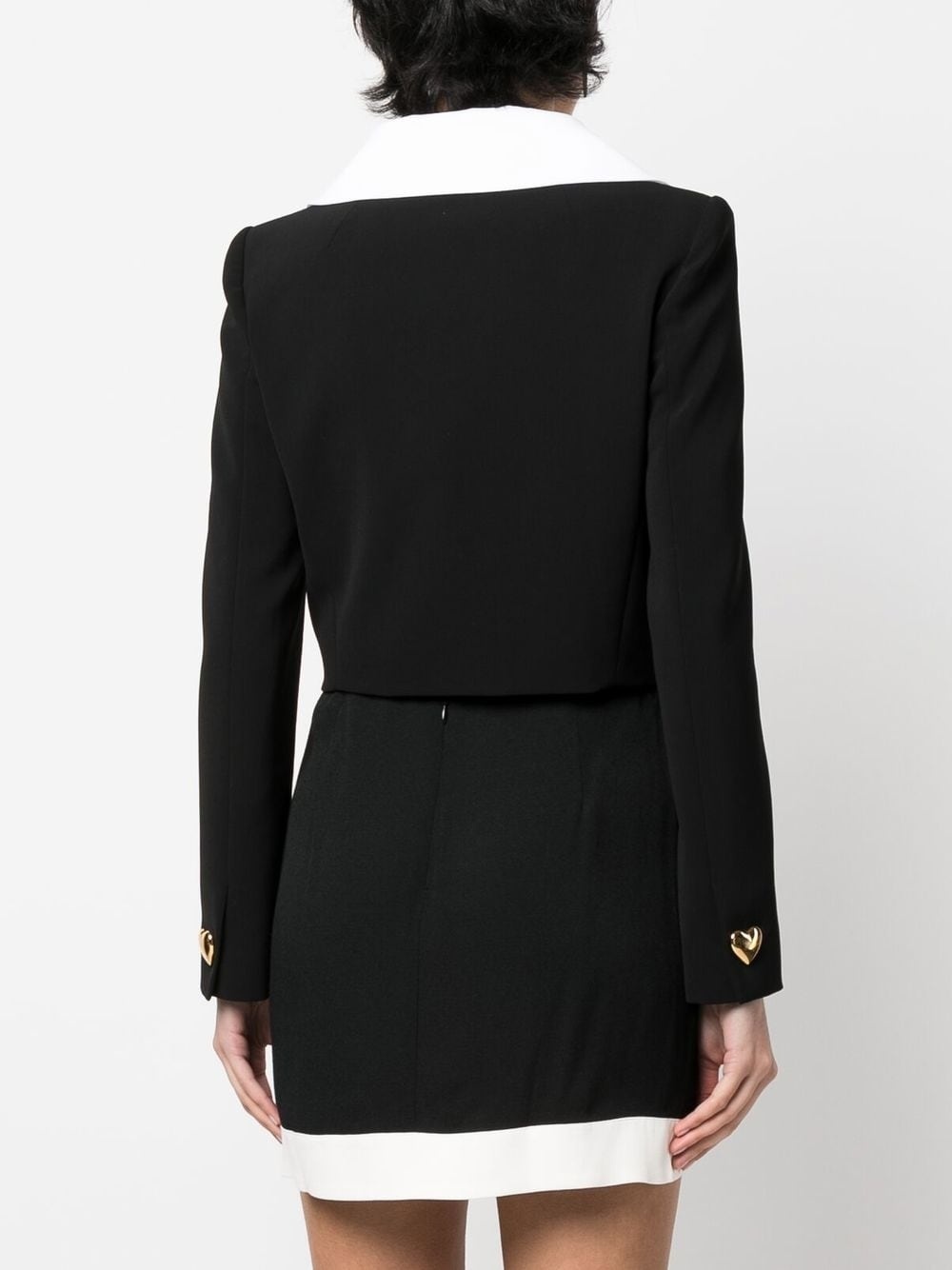 contrasting-collar cropped blazer - 4