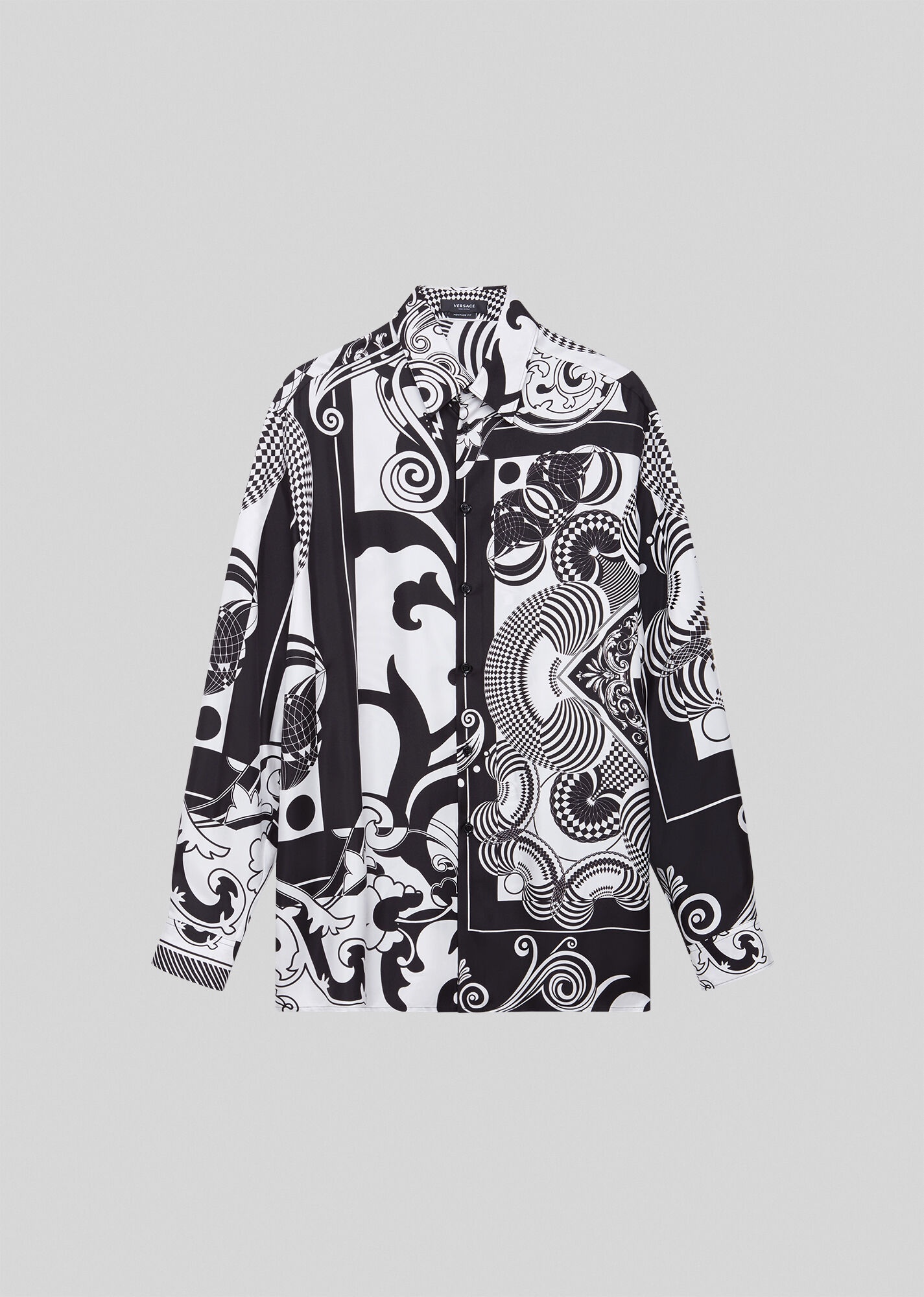 Optical Virtus Print Silk Shirt - 1