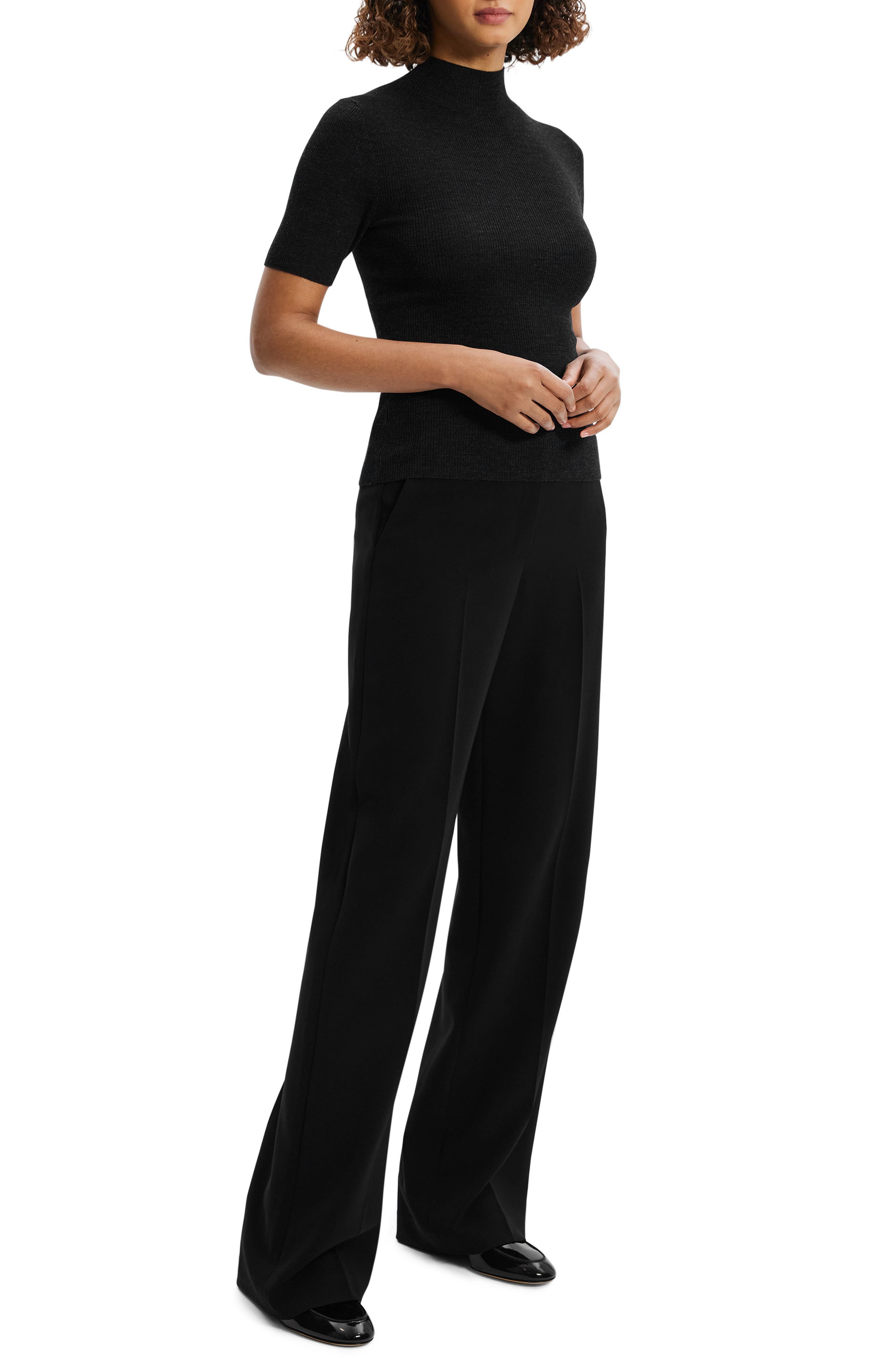 Theory Leenda Merino Wool Mock Neck Sweater in Black at Nordstrom - 8