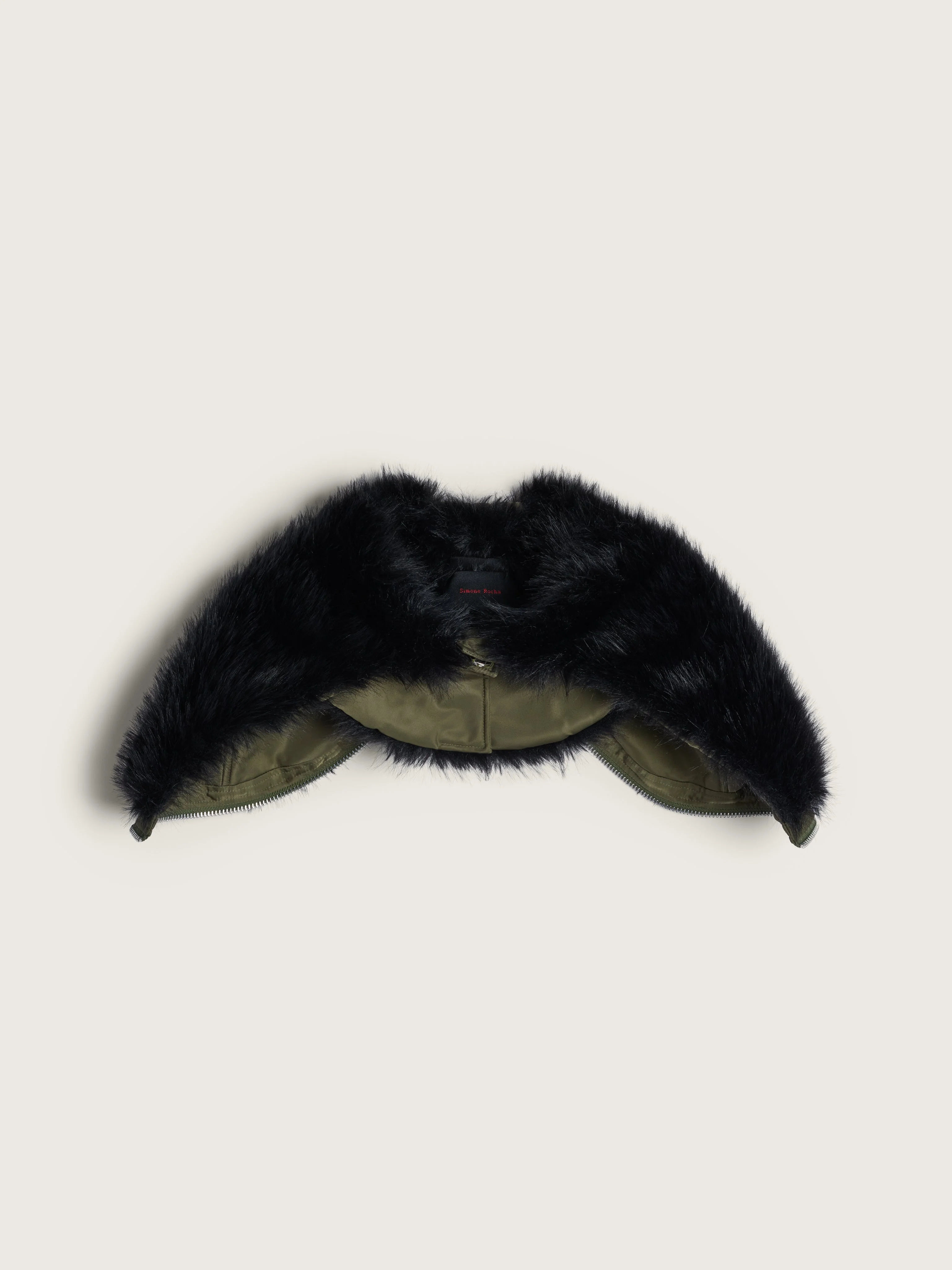 Split Faux Fur Zip Hood - 1