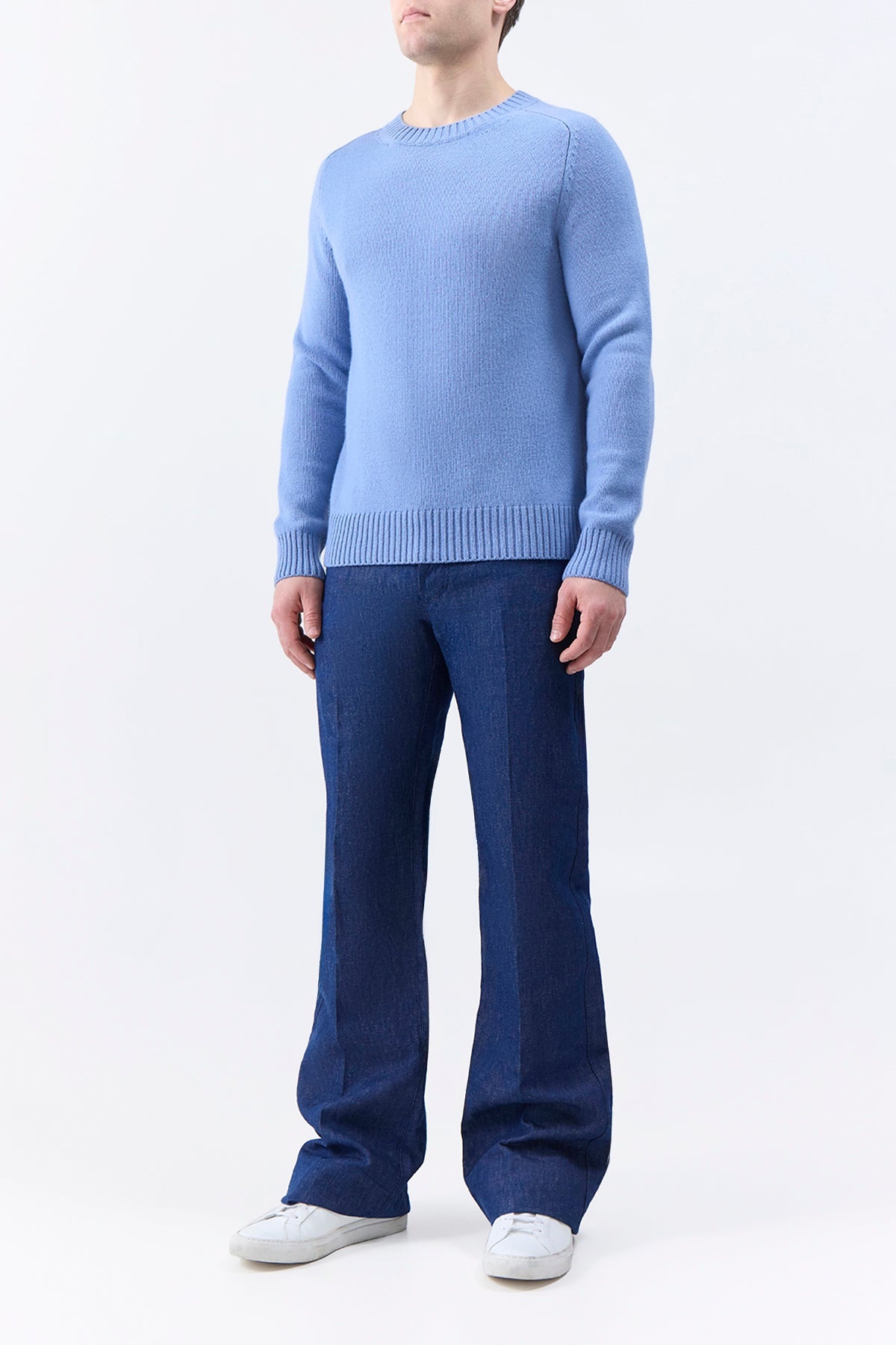 Francesco Knit Sweater in Light Blue Denim Cashmere - 3