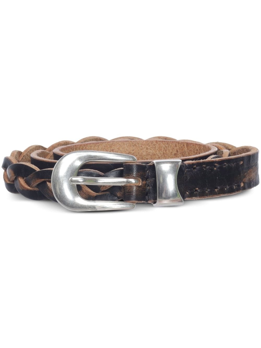 distressed leather belt - 1