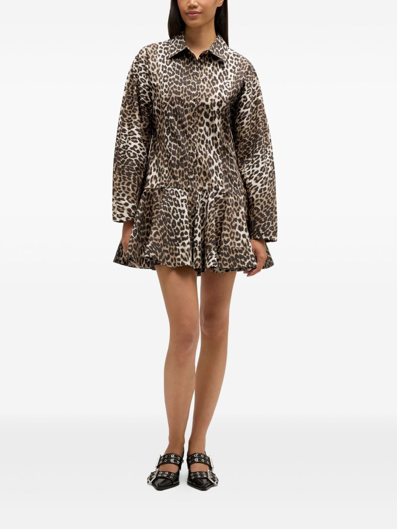 GANNI leopard-print mini dress outlook