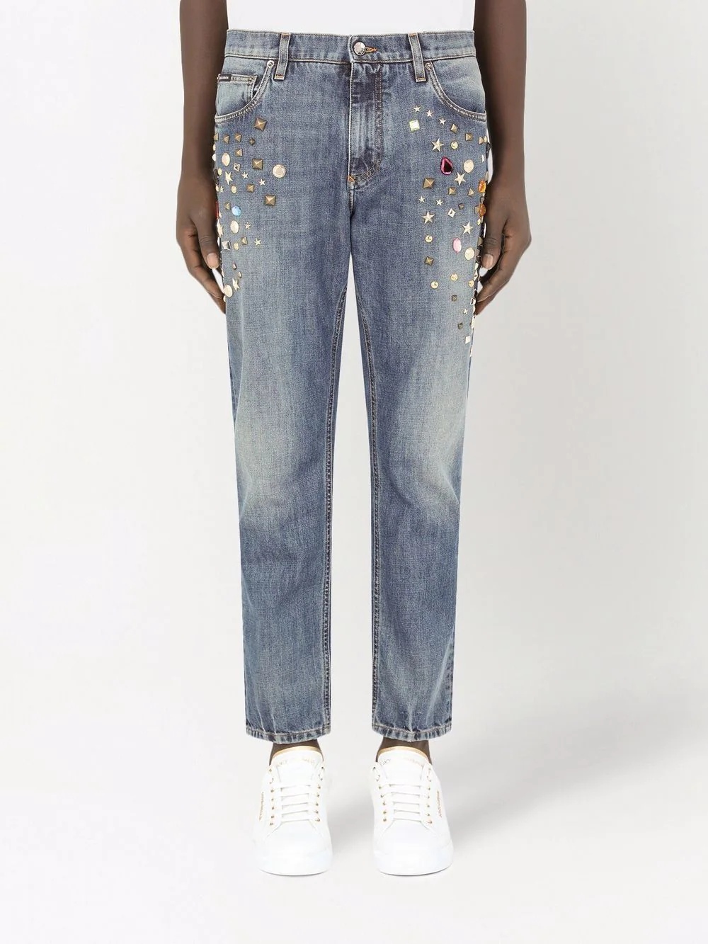 studded straight leg jeans - 3